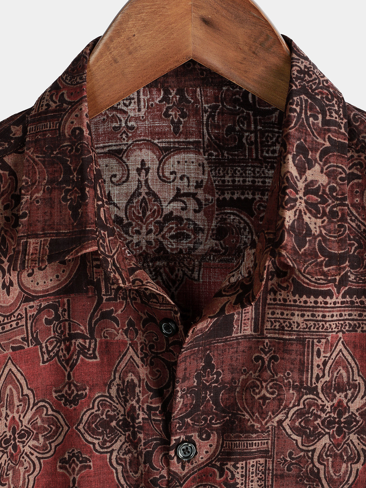 Camicia a maniche corte con stampa paisley floreale retrò da uomo