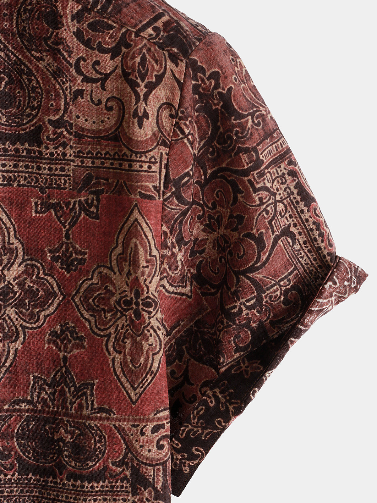 Camicia a maniche corte con stampa paisley floreale retrò da uomo