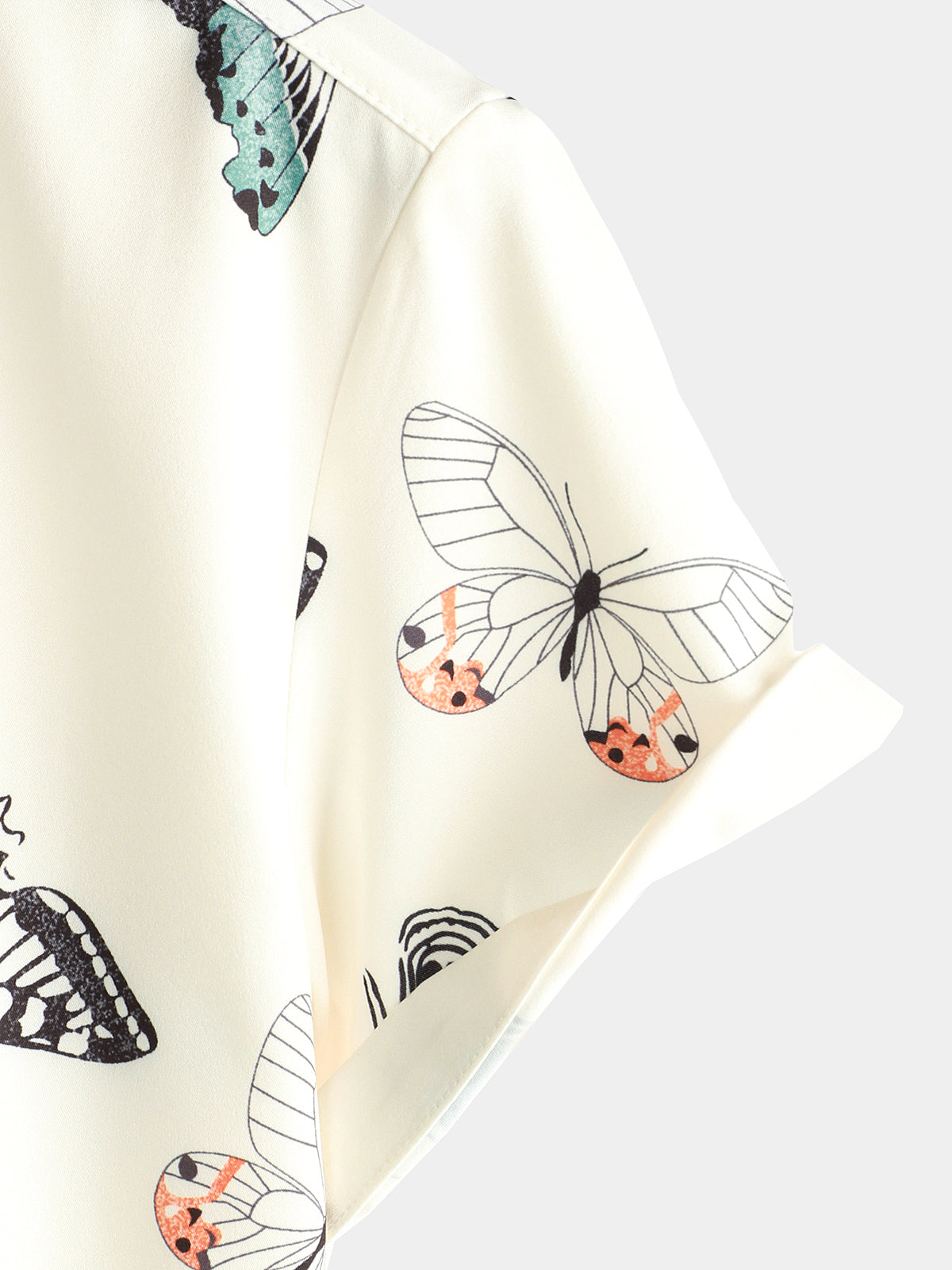 Camicia estiva casual a maniche corte con stampa grafica di farfalla da uomo
