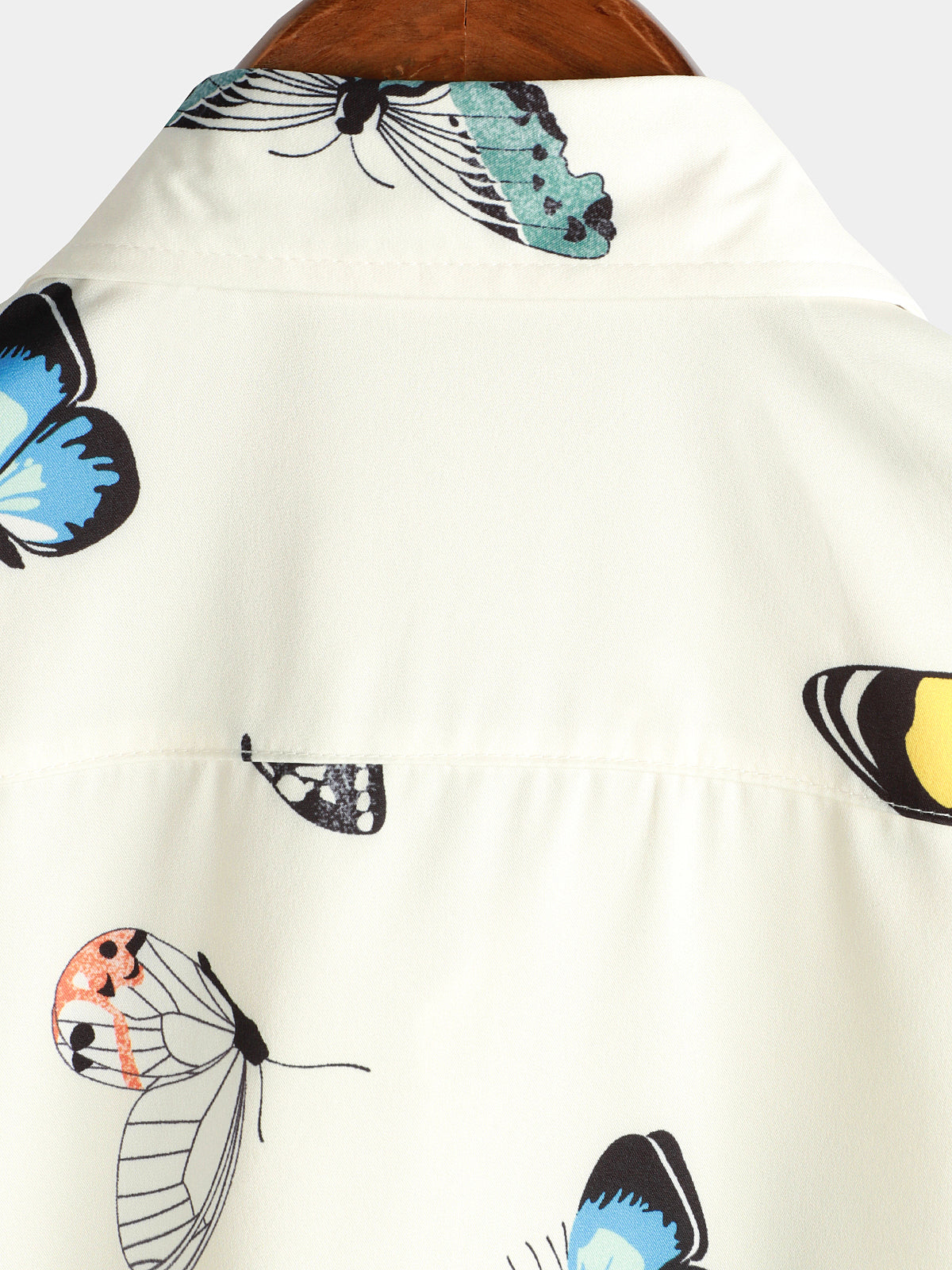 Camicia estiva casual a maniche corte con stampa grafica di farfalla da uomo