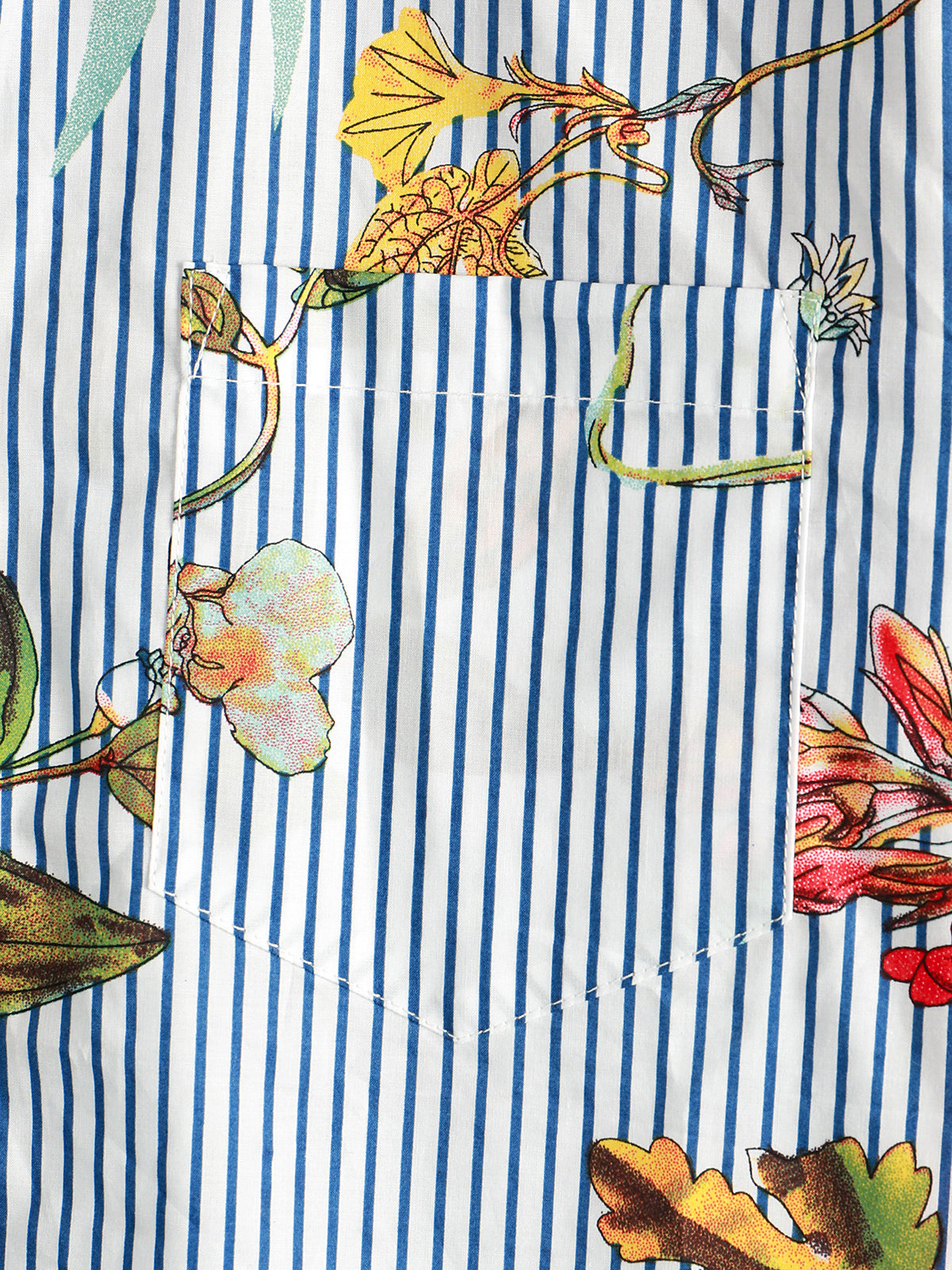 Camicia hawaiana a maniche corte con tasca da uomo a righe e stampa floreale