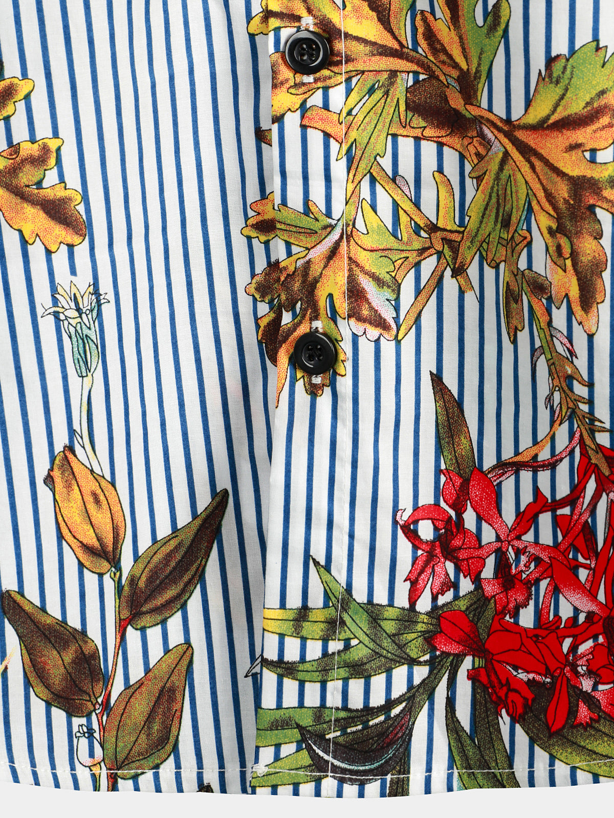 Camicia hawaiana a maniche corte con tasca da uomo a righe e stampa floreale