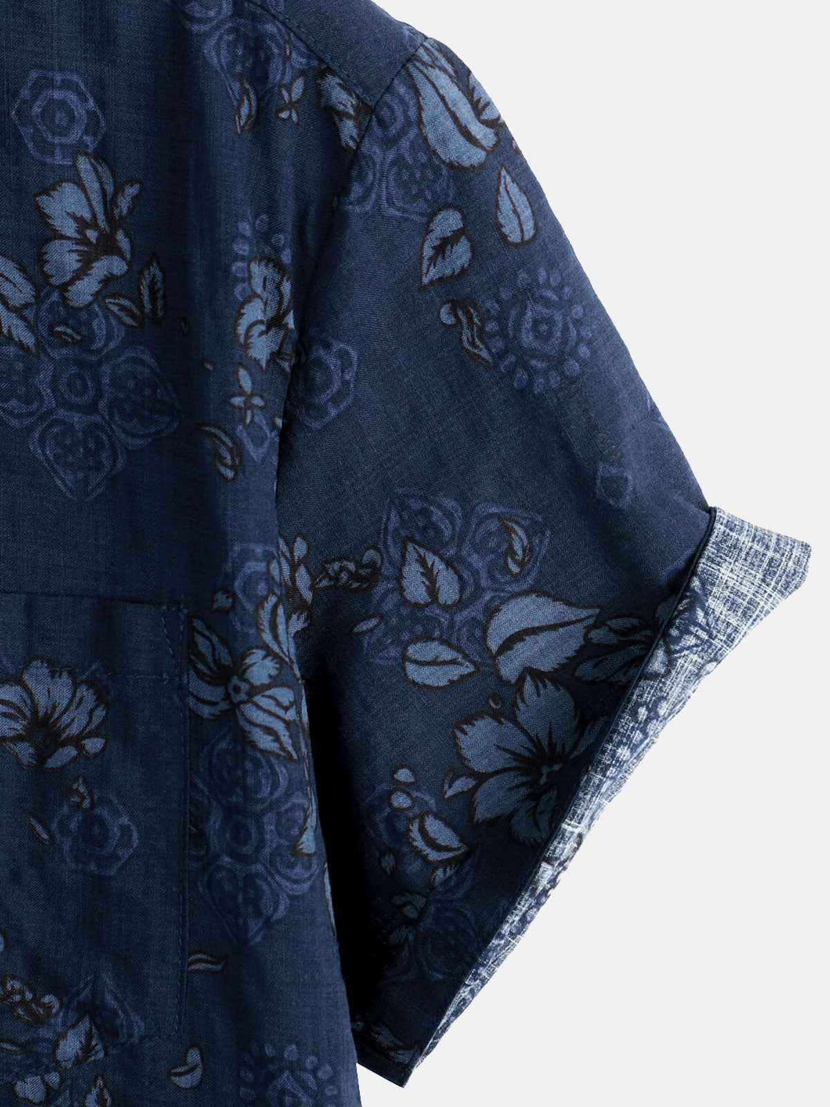 Camicia hawaiana vintage floreale in cotone blu da uomo
