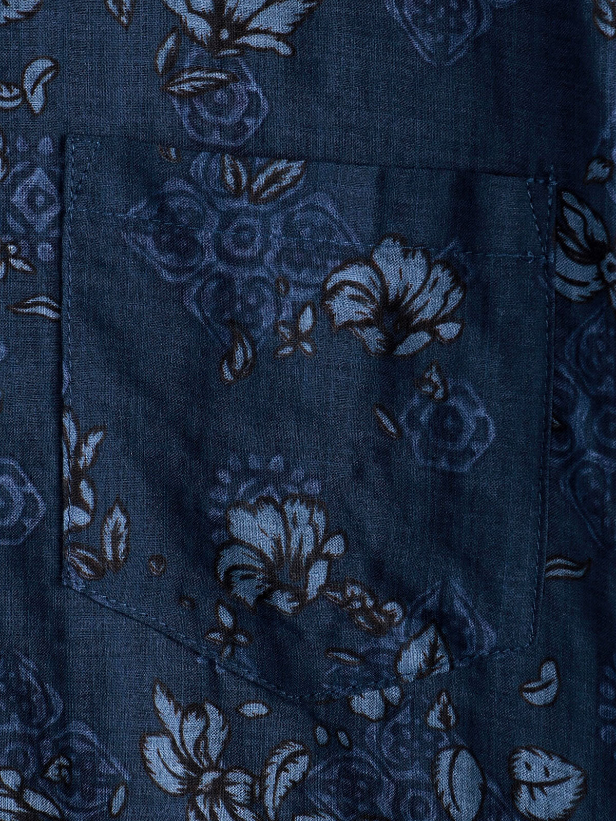 Camicia hawaiana vintage floreale in cotone blu da uomo