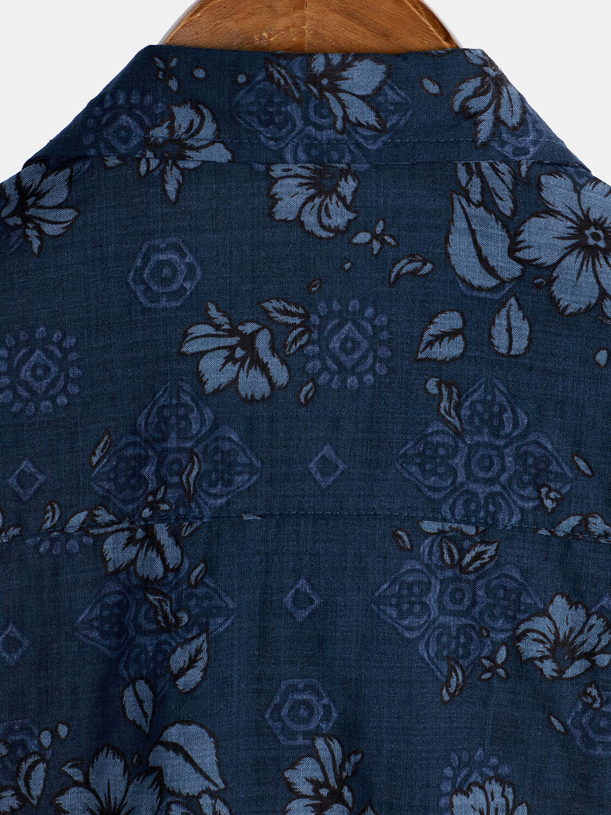 Camicia hawaiana vintage floreale in cotone blu da uomo