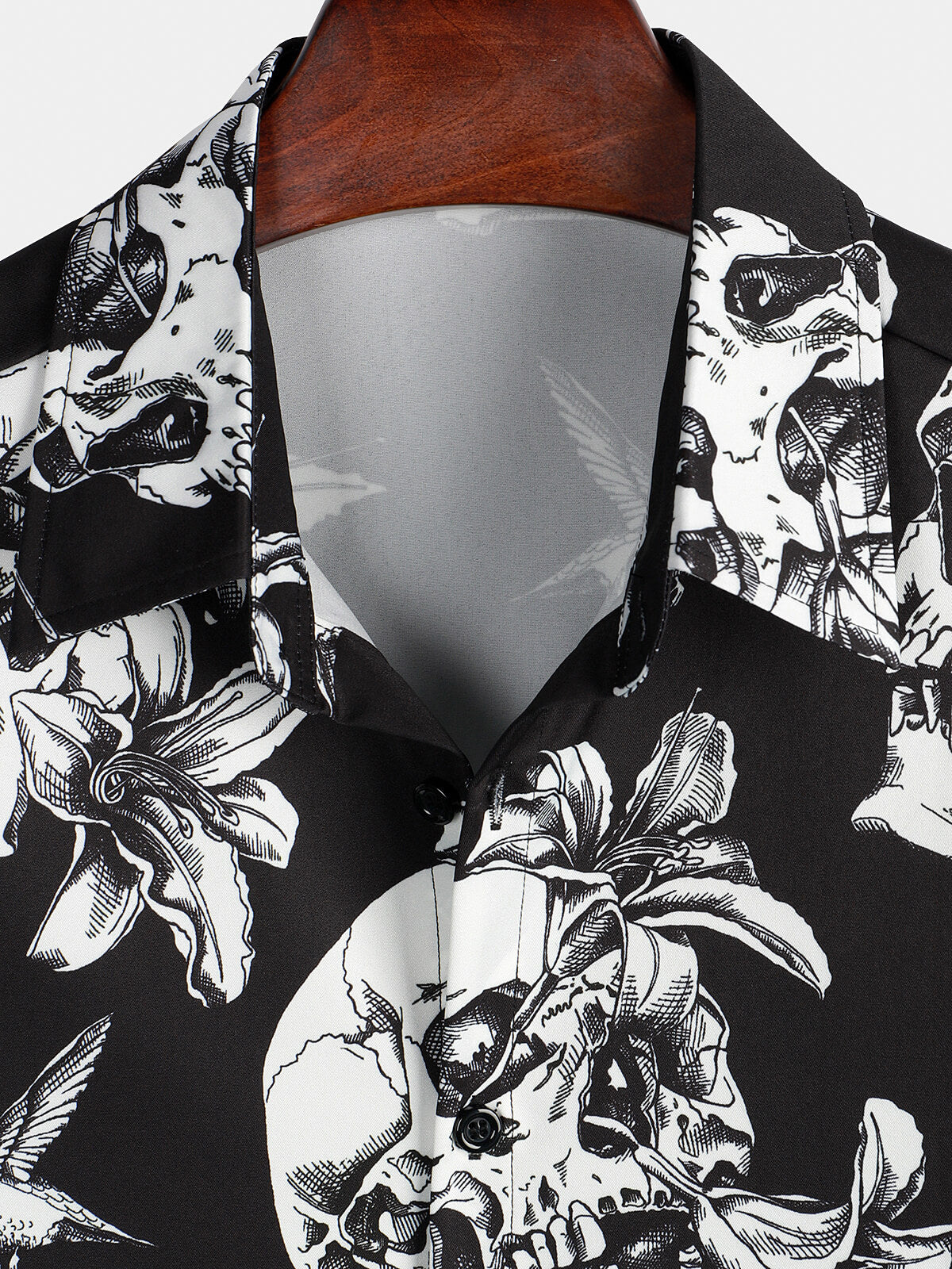 Camicia hawaiana a maniche corte con teschio punk rock da uomo