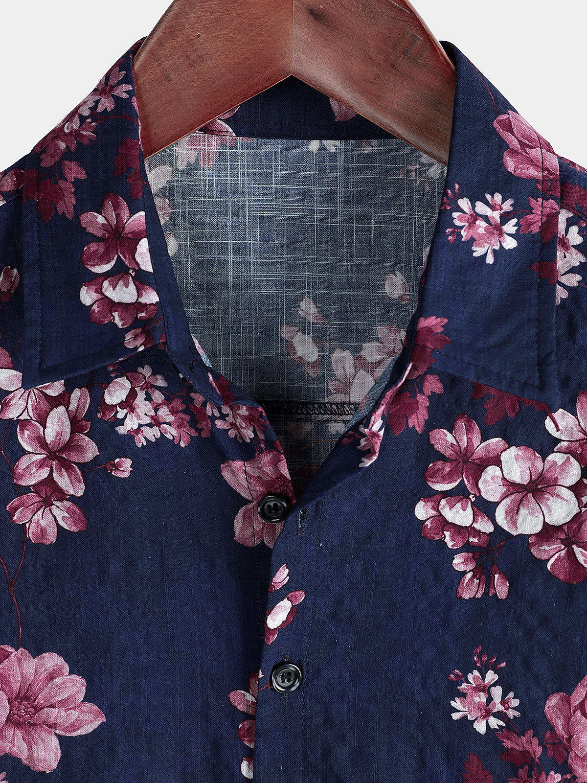 Camicia da uomo in cotone a maniche corte con stampa floreale