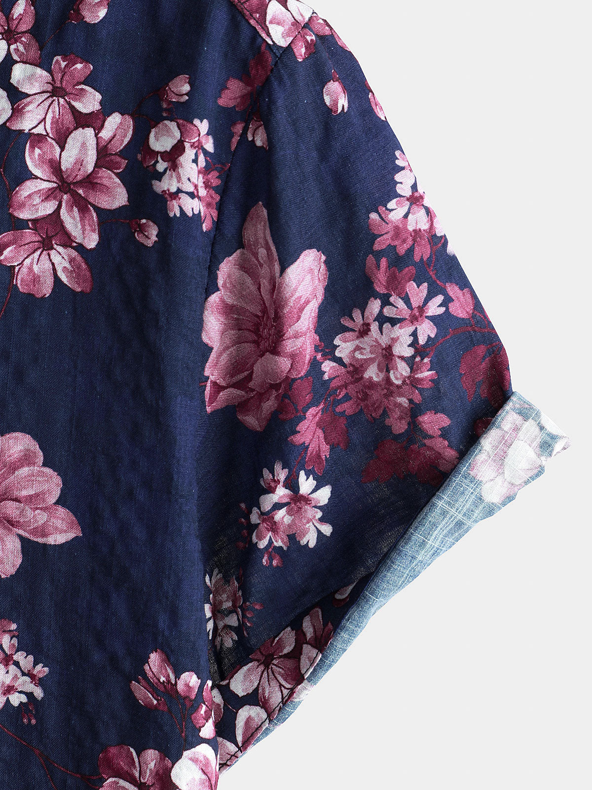 Camicia da uomo in cotone a maniche corte con stampa floreale
