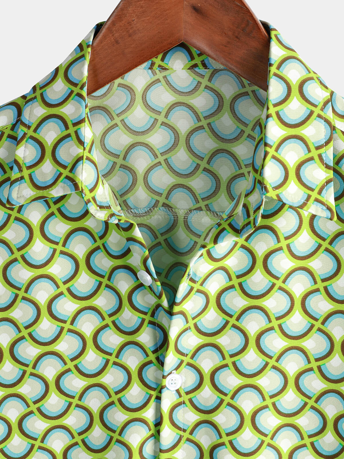 Camicia estiva da spiaggia a maniche corte verde da uomo