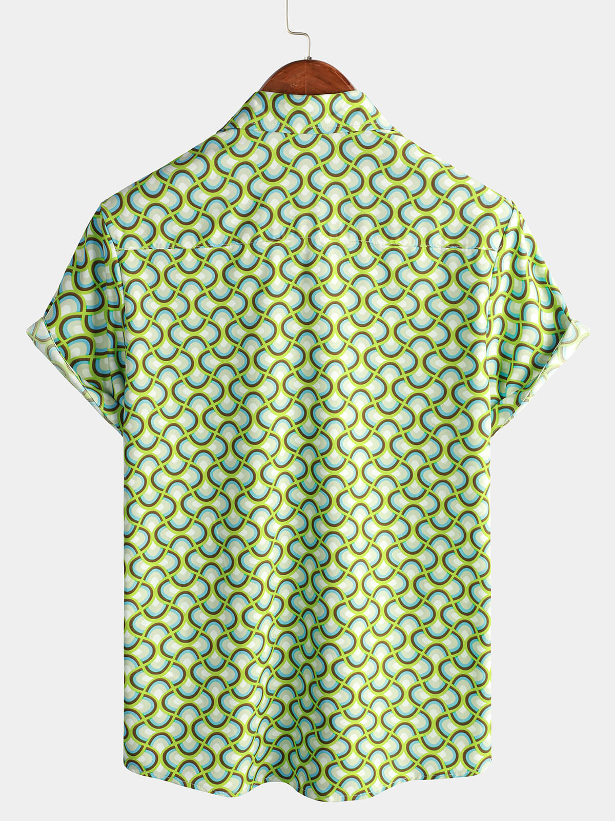 Camicia estiva da spiaggia a maniche corte verde da uomo