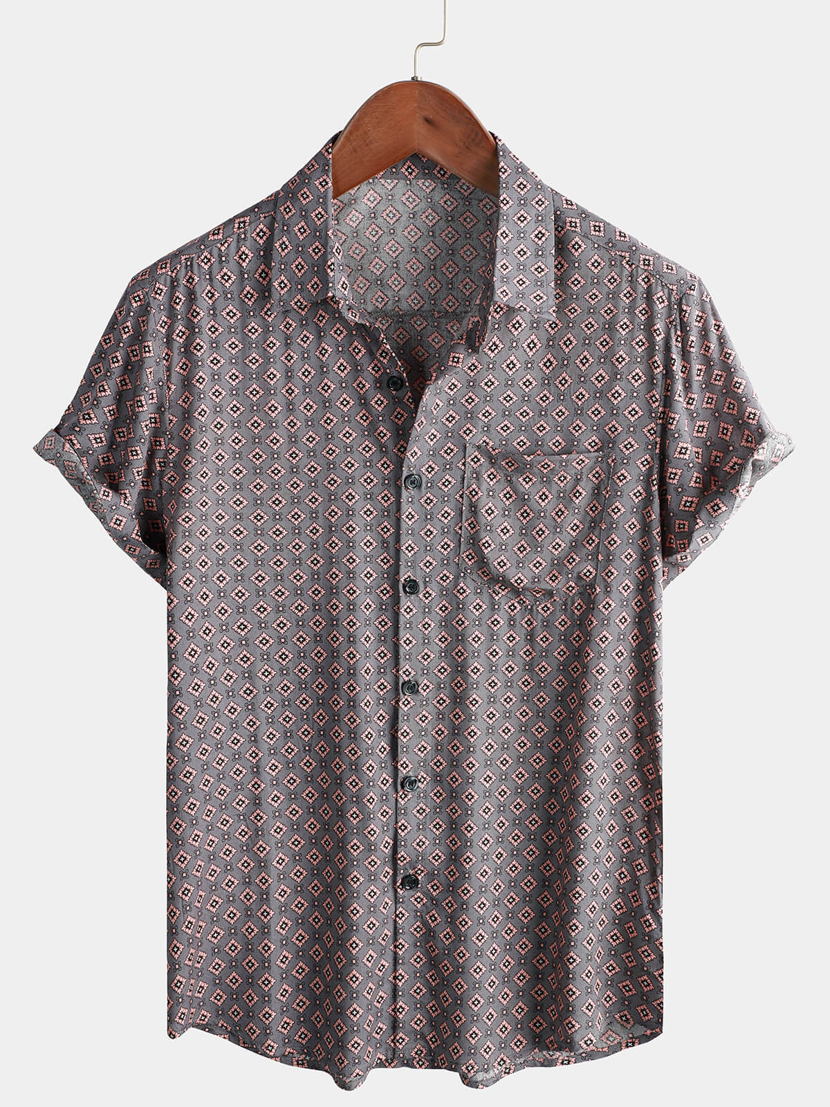 Camicia da spiaggia a maniche corte con bottoni da uomo