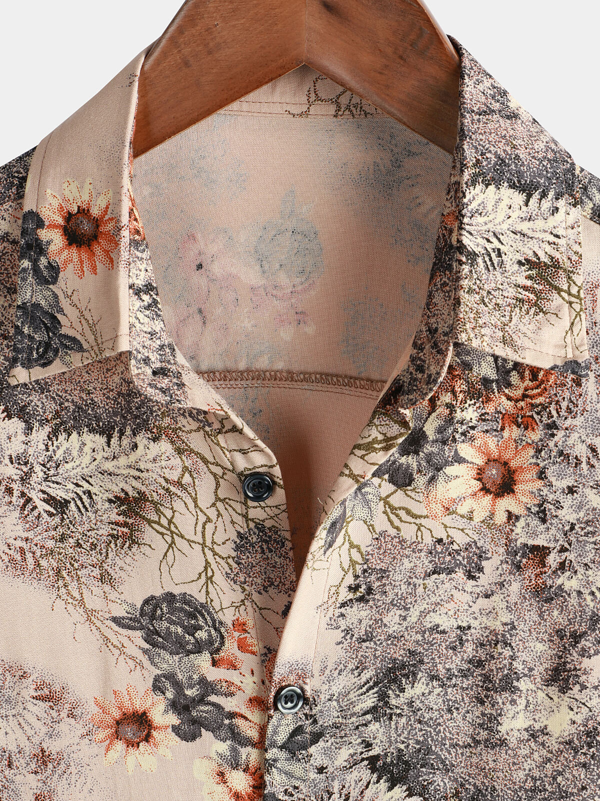 Camicia casual retrò con stampa floreale da uomo