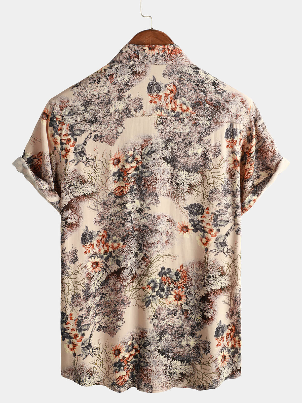 Camicia casual retrò con stampa floreale da uomo