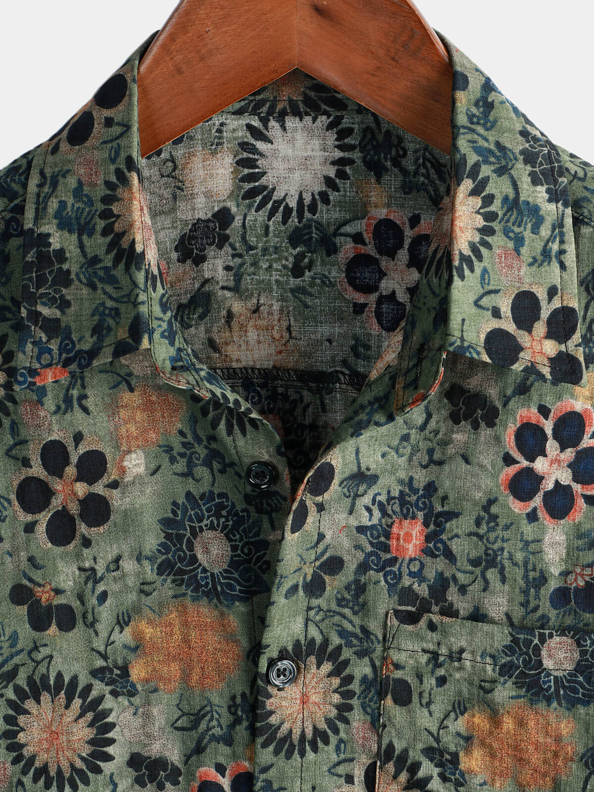 Camicia a maniche corte con stampa floreale vintage da uomo