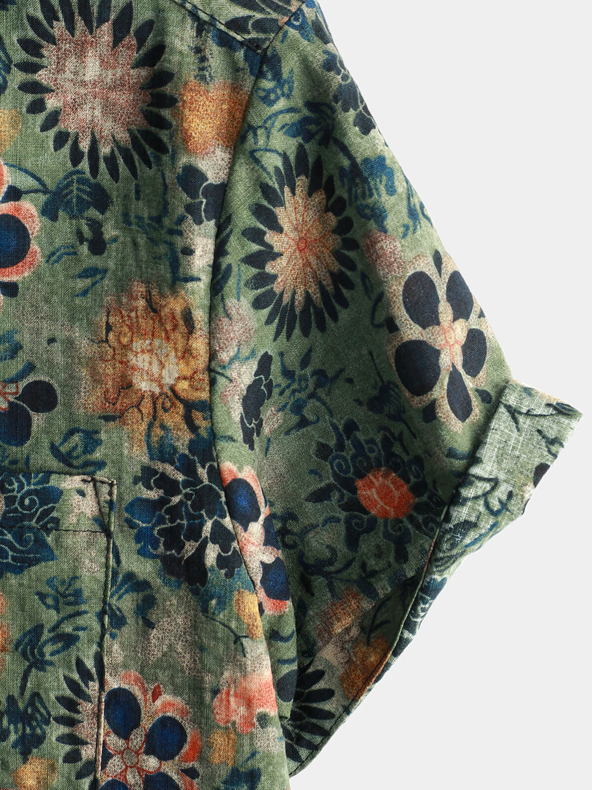 Camicia a maniche corte con stampa floreale vintage da uomo