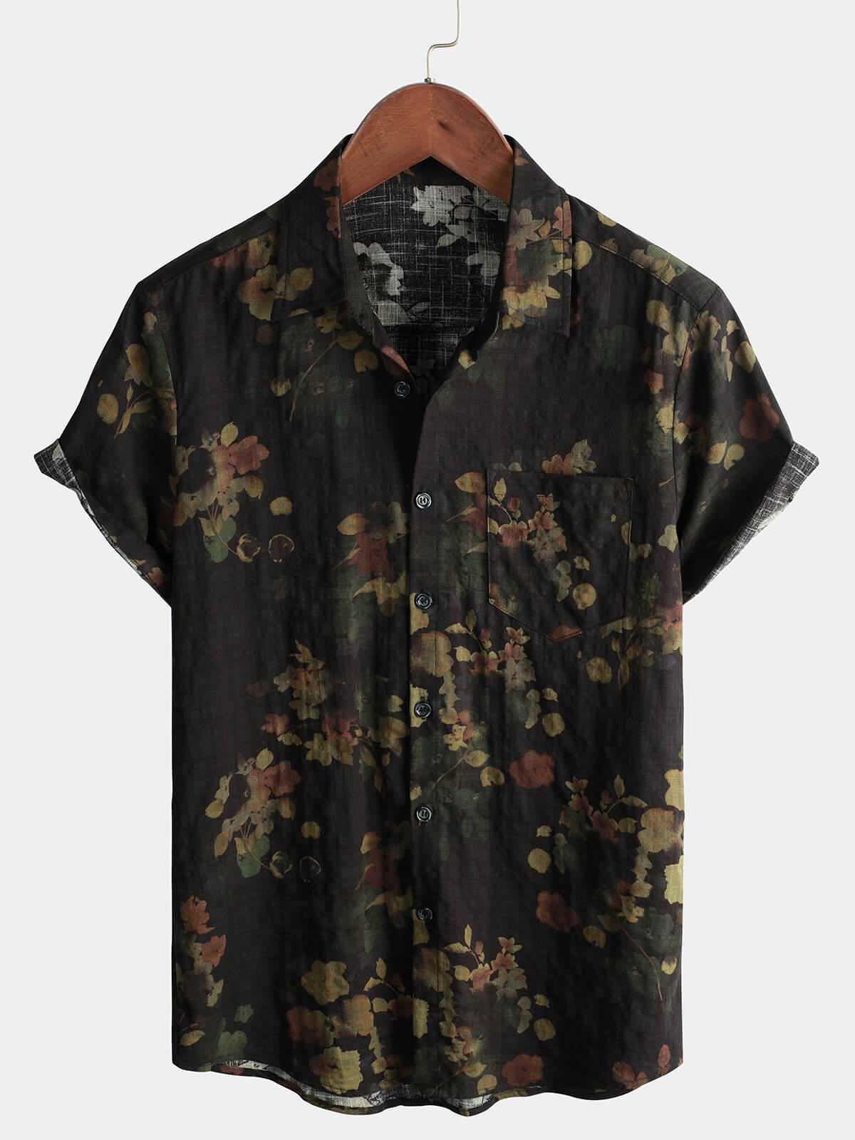 Camicia da spiaggia casual in cotone a maniche corte da uomo