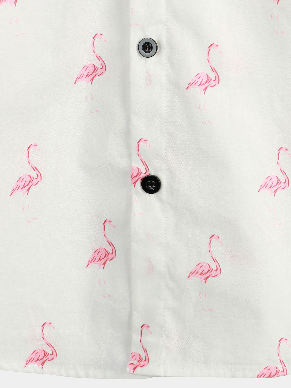 Camicia corta da uomo con stampa di fenicotteri rosa e bottoni