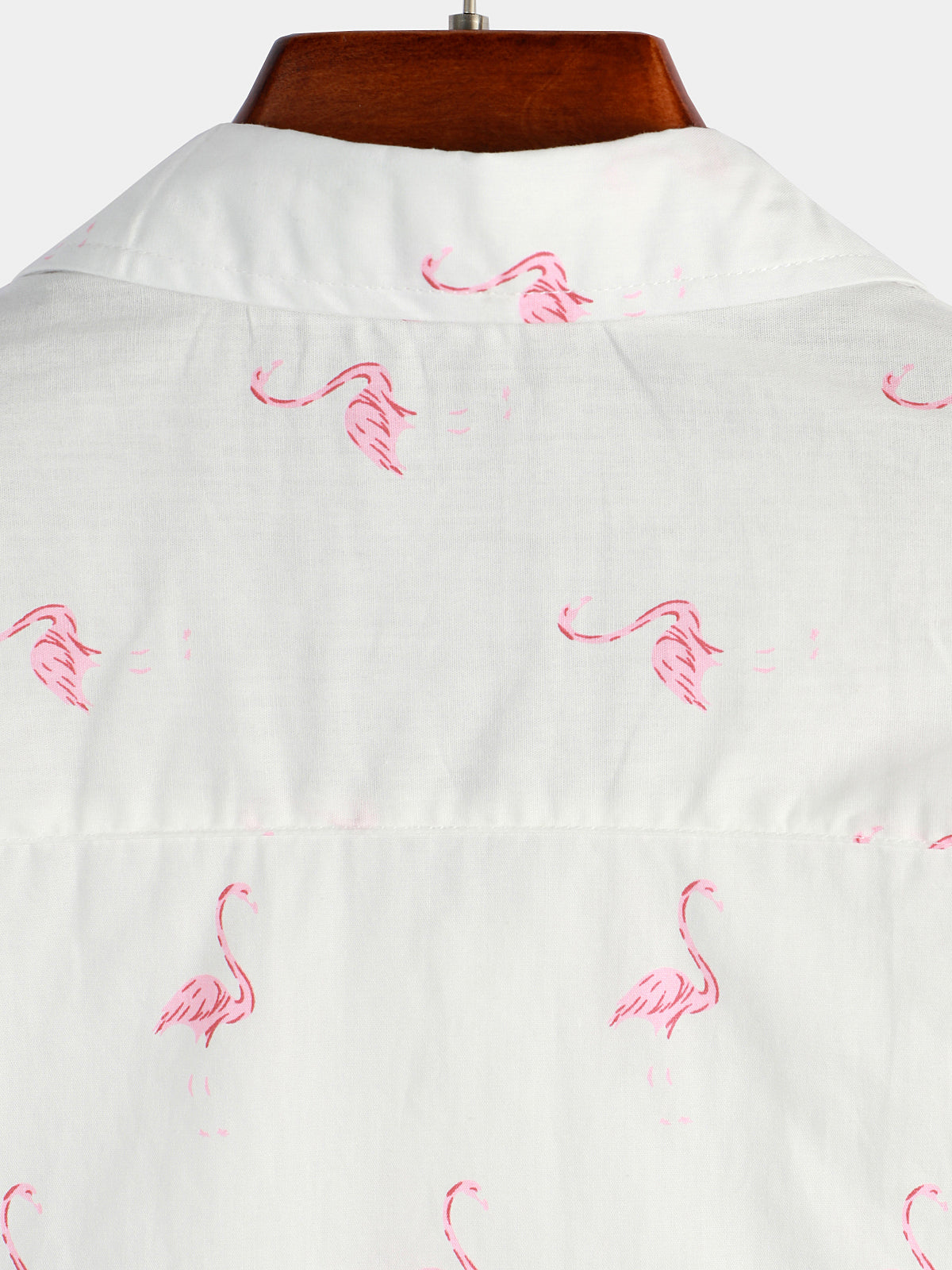 Camicia corta da uomo con stampa di fenicotteri rosa e bottoni