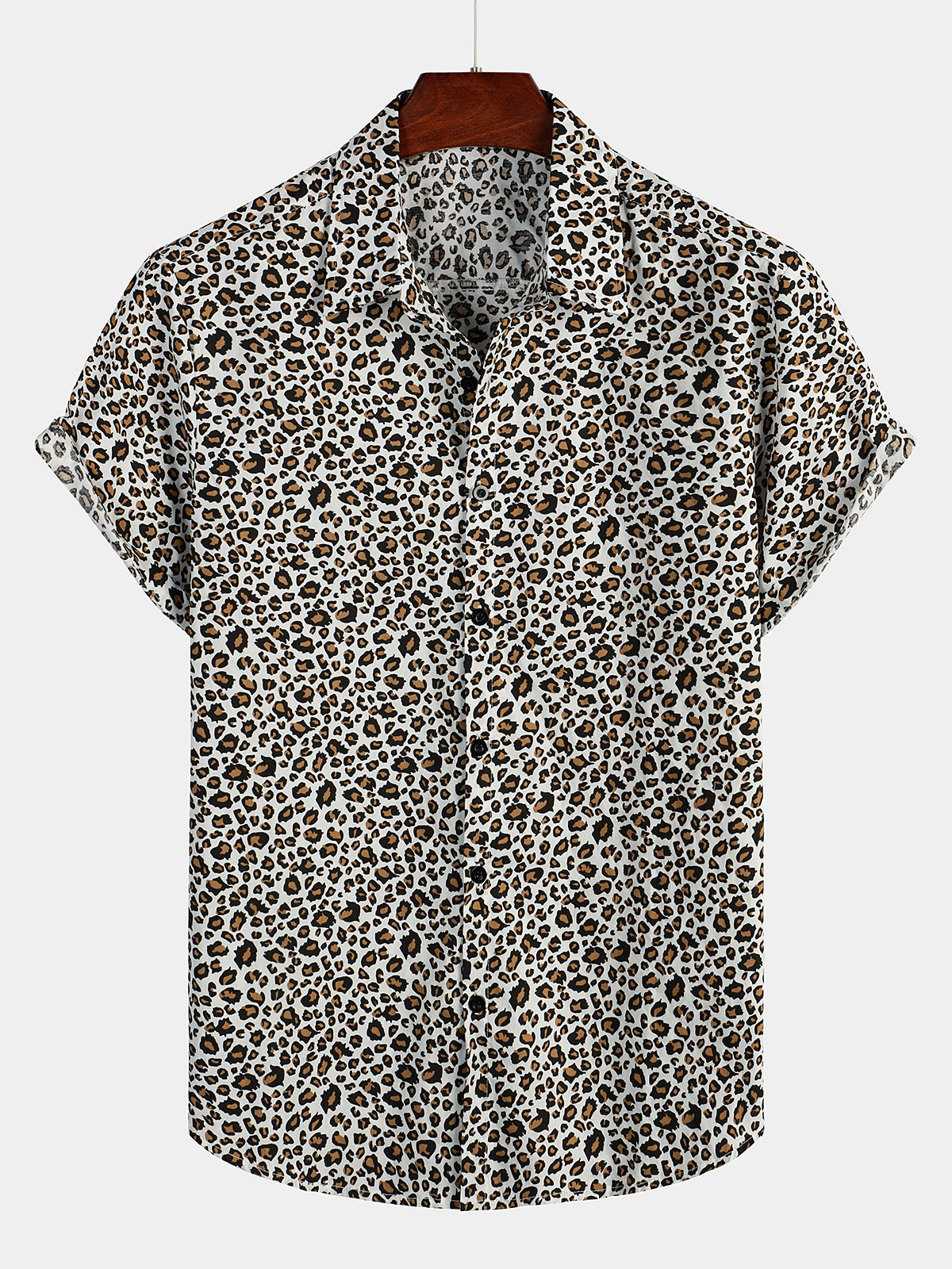 Camicia corta da uomo con stampa leopardata rock