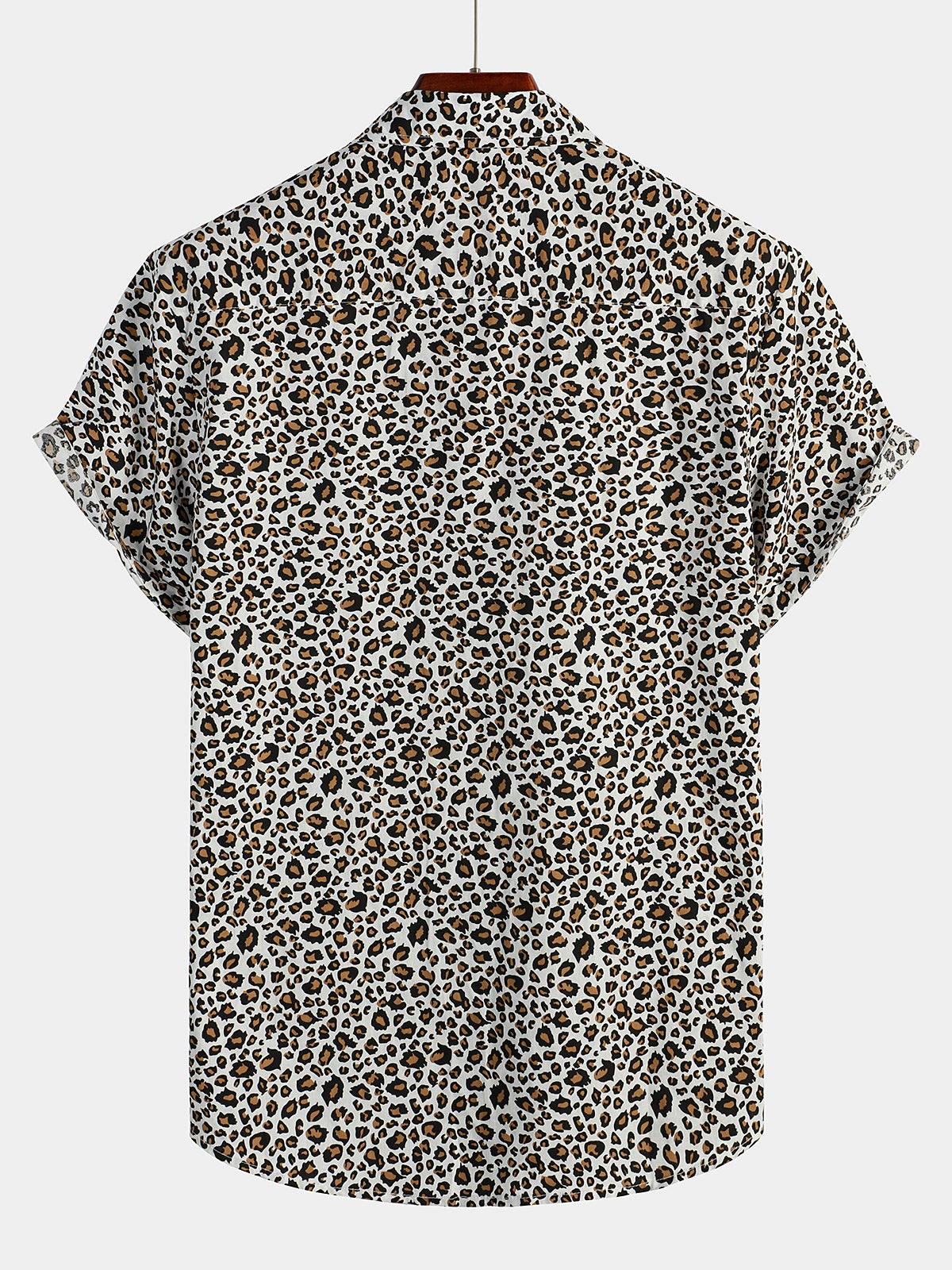 Camicia corta da uomo con stampa leopardata rock