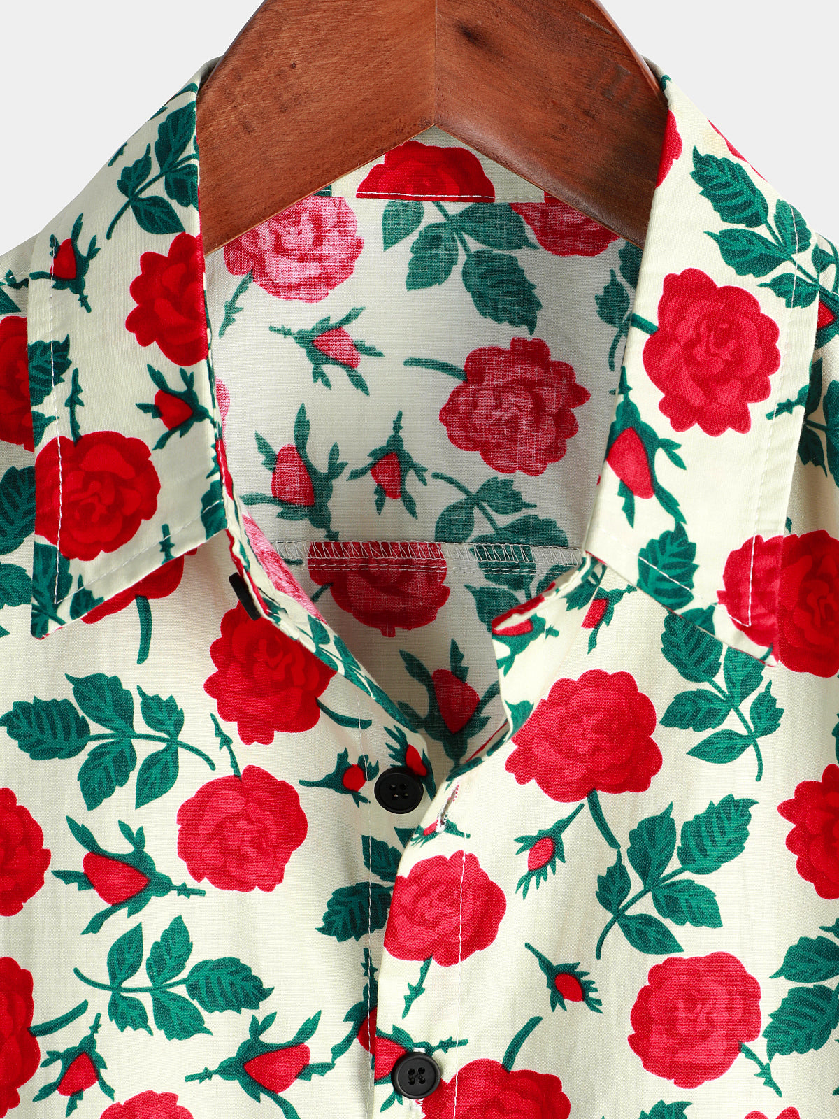 Camicia uomo estiva in cotone con stampa rose