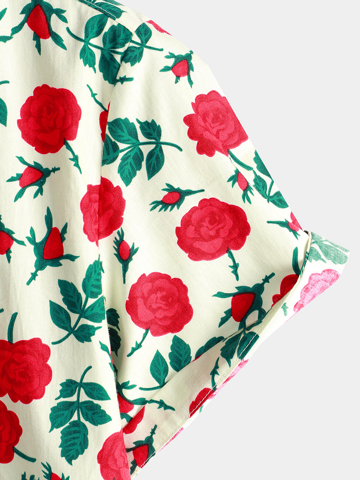 Camicia uomo estiva in cotone con stampa rose