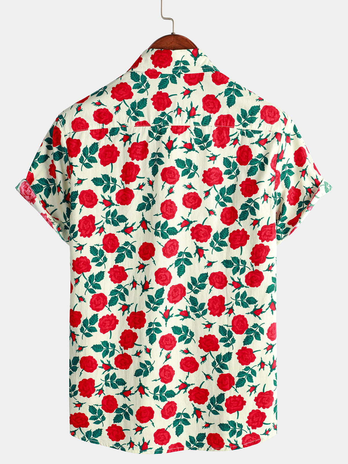 Camicia uomo estiva in cotone con stampa rose