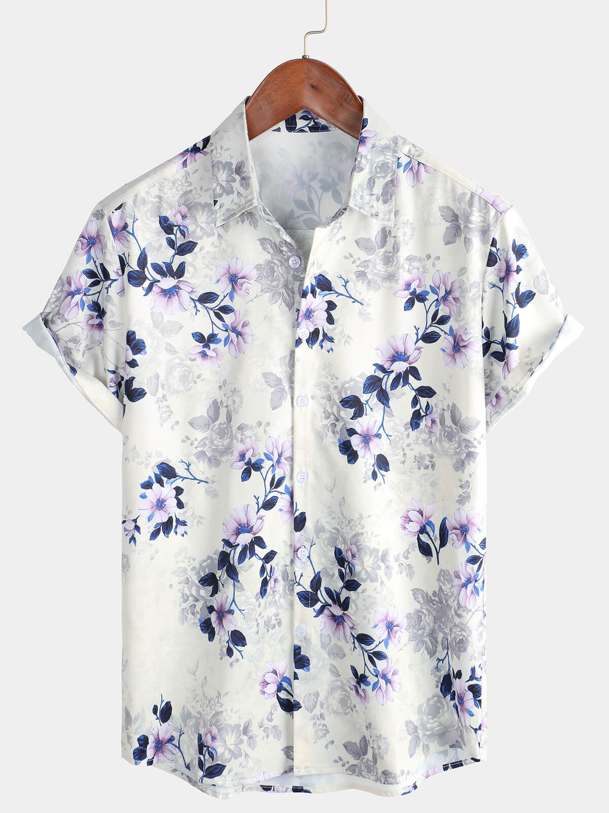 Camicia estiva da uomo a maniche corte con stampa floreale