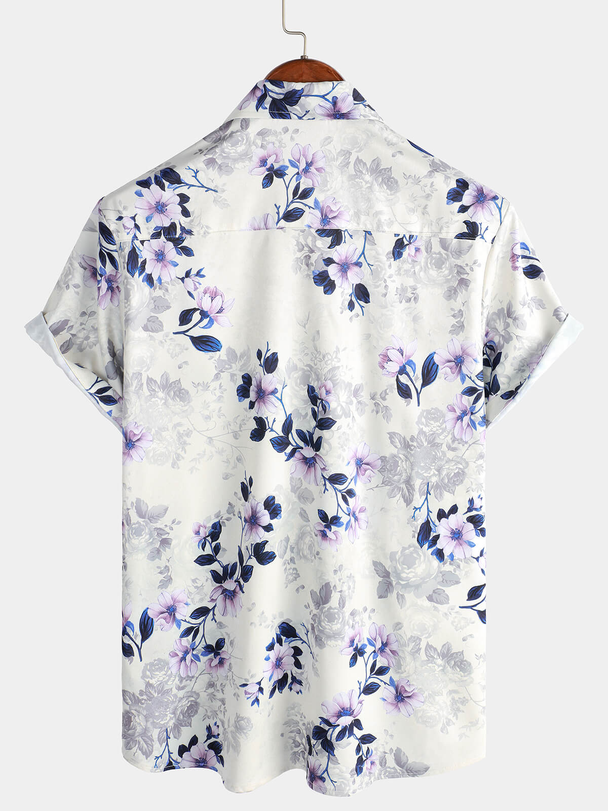 Camicia estiva da uomo a maniche corte con stampa floreale