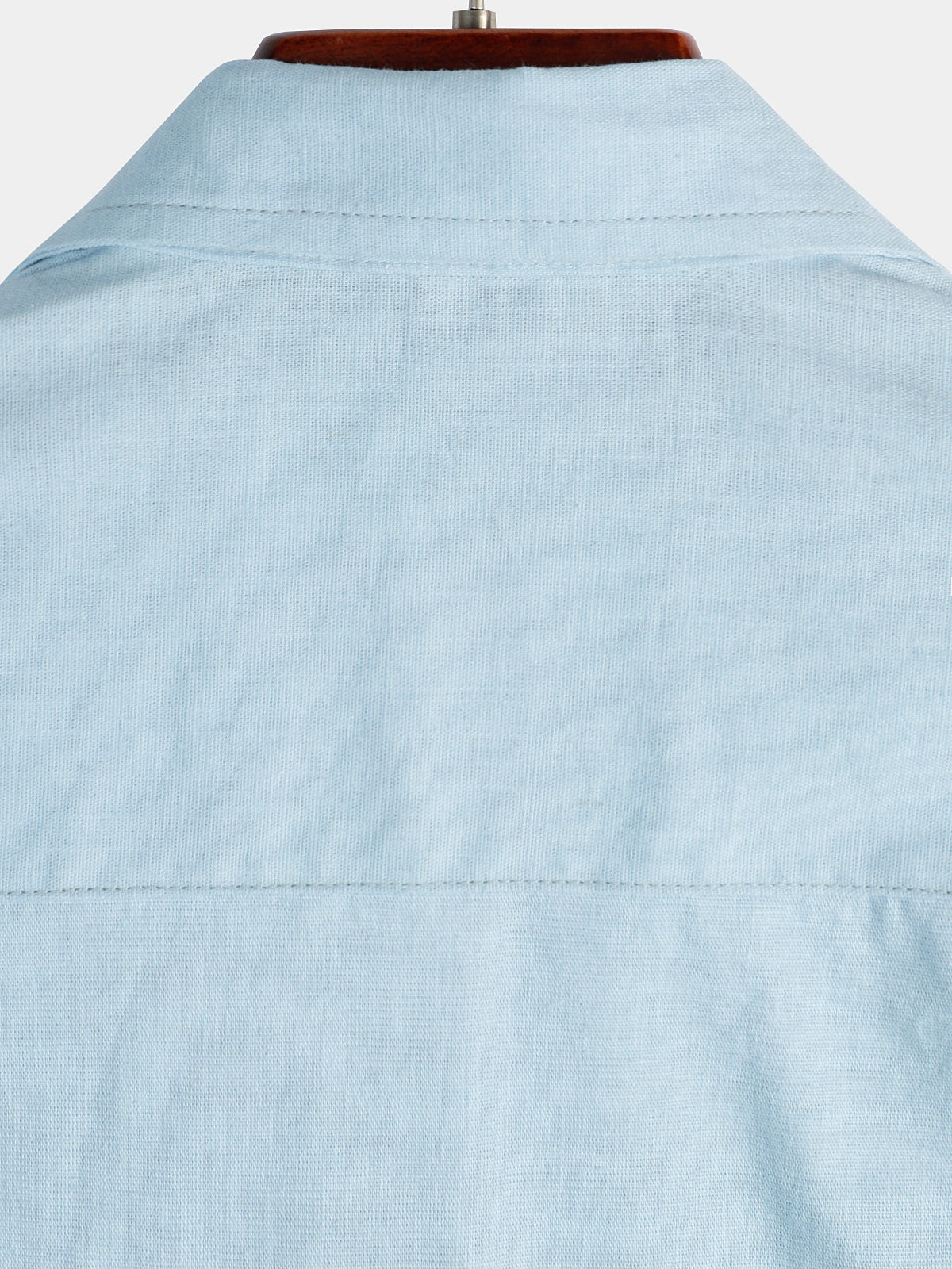 Camicia casual a maniche corte in lino e cotone a tinta unita con tasca per uomo