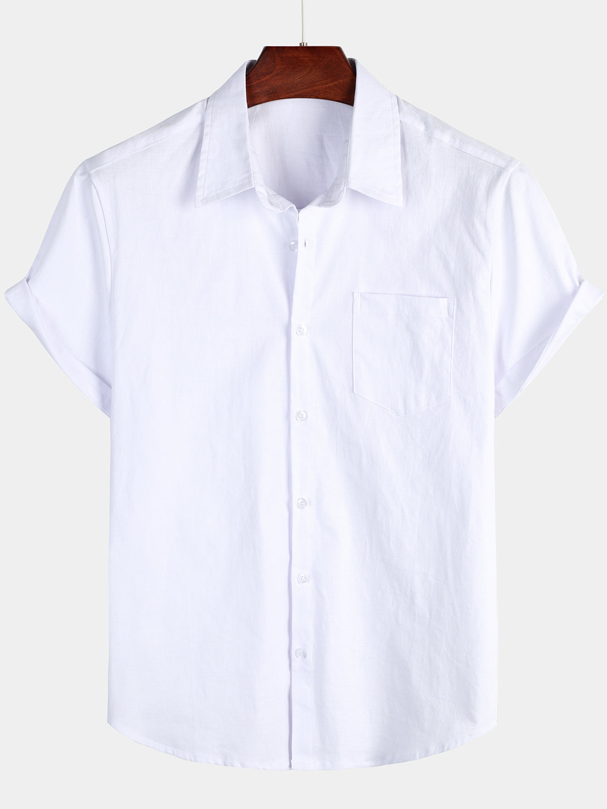 Camicia casual a maniche corte in lino e cotone da uomo