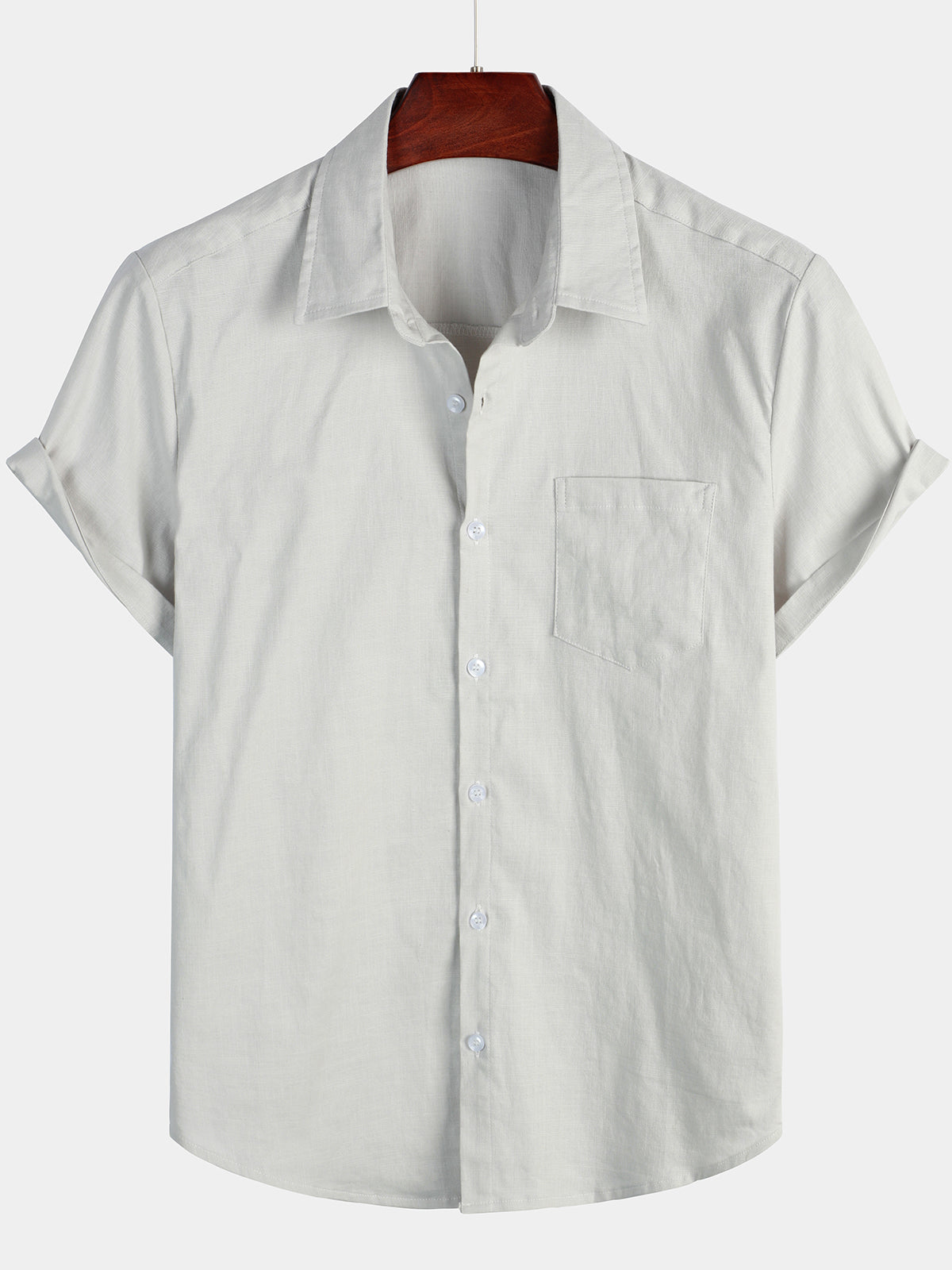 Camicia casual a maniche corte in lino e cotone da uomo