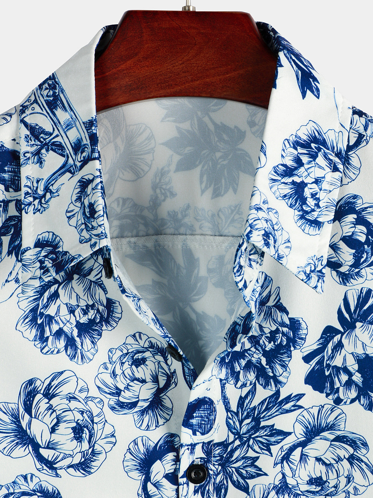 Camicia a maniche corte da uomo con stampa teschio e fiori