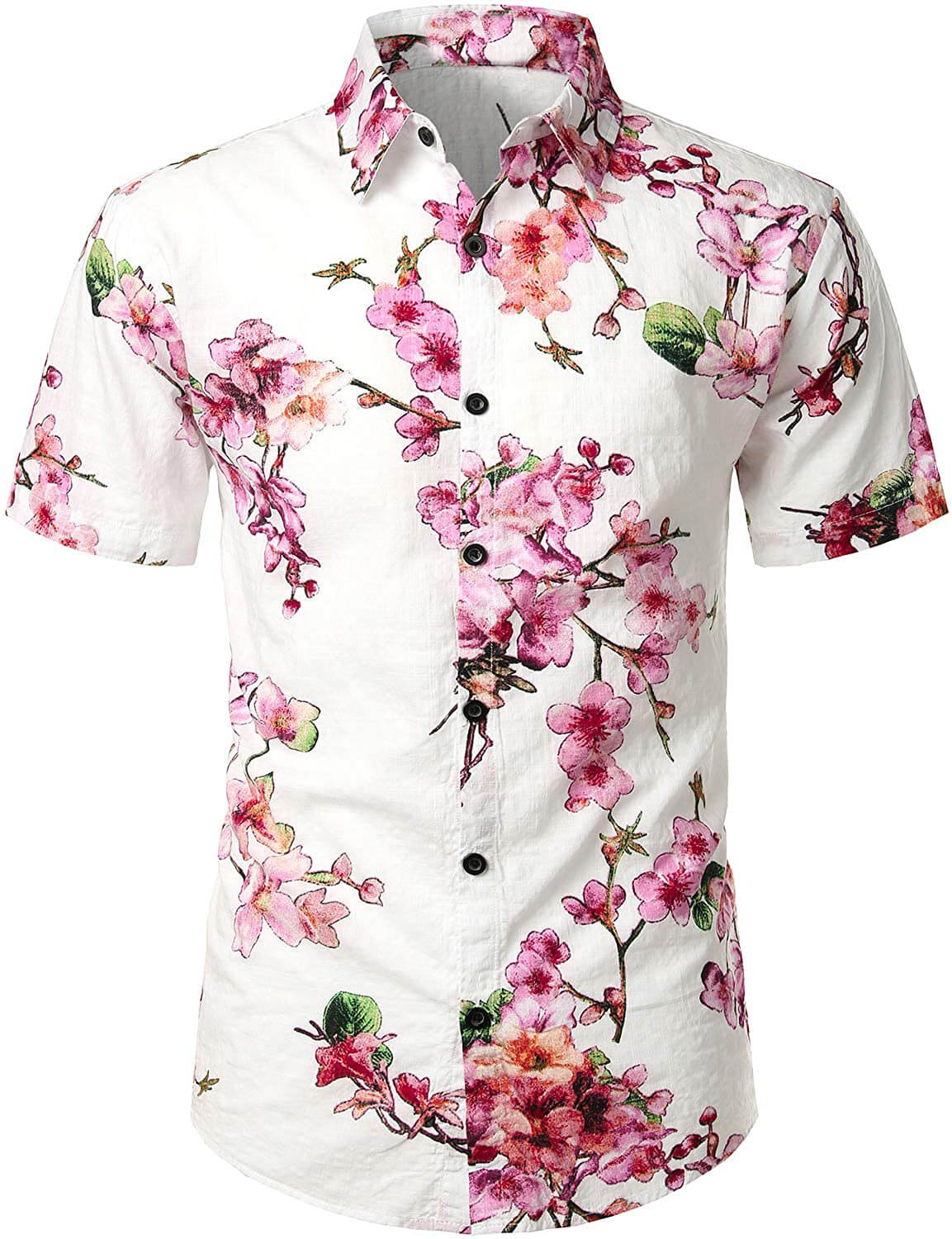 Camicia hawaiana tropicale in cotone floreale da uomo