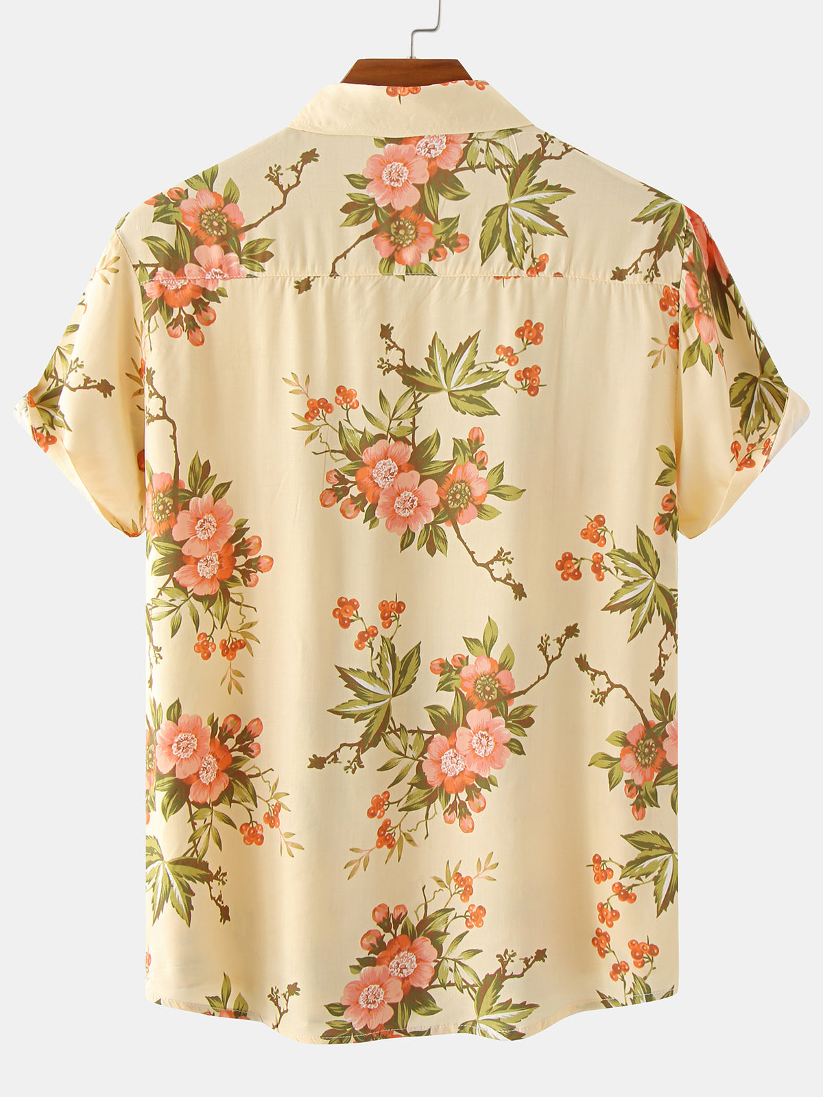 Camicia corta floreale retrò anni '70 da uomo