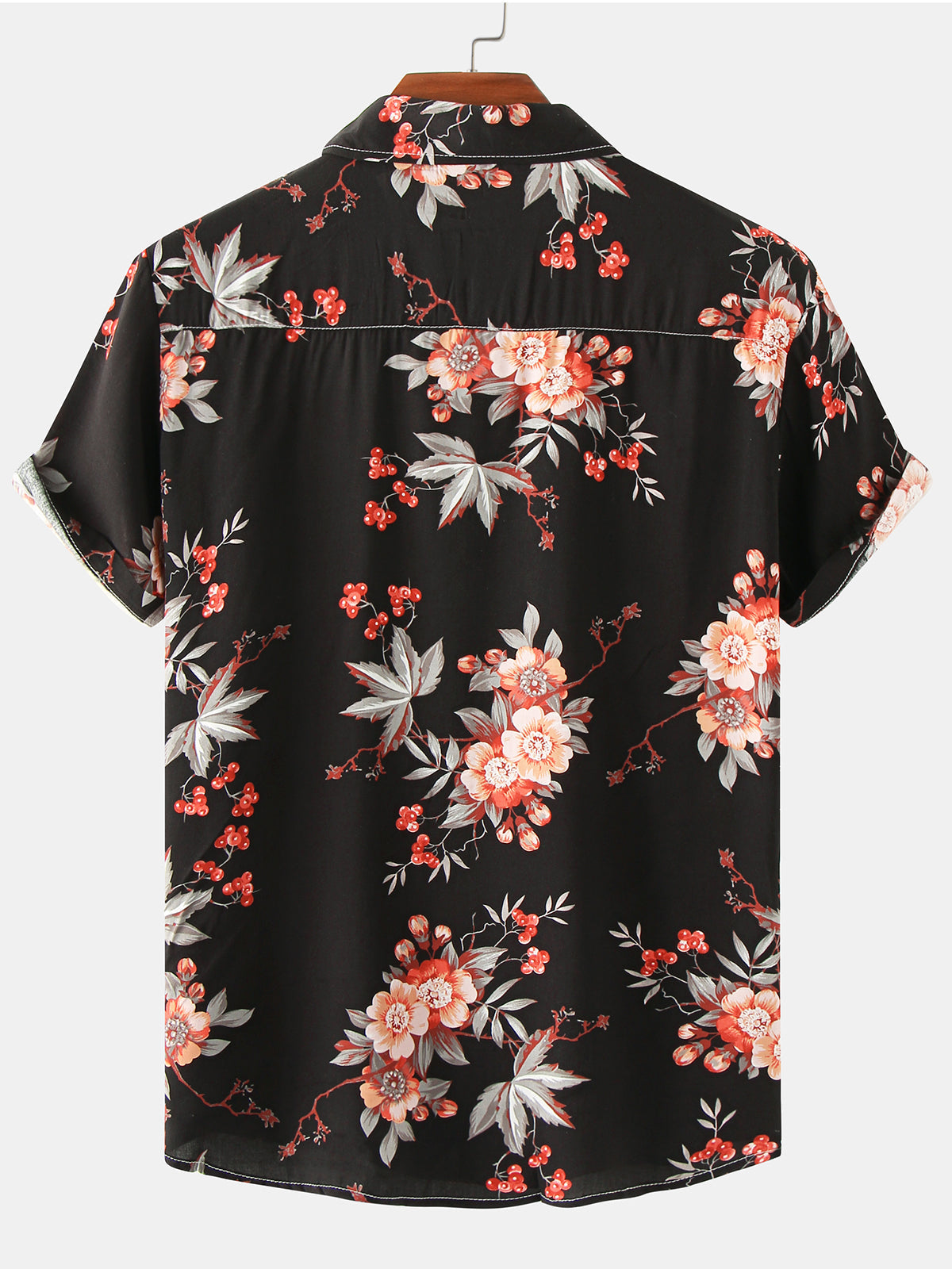 Camicia corta floreale retrò anni '70 da uomo