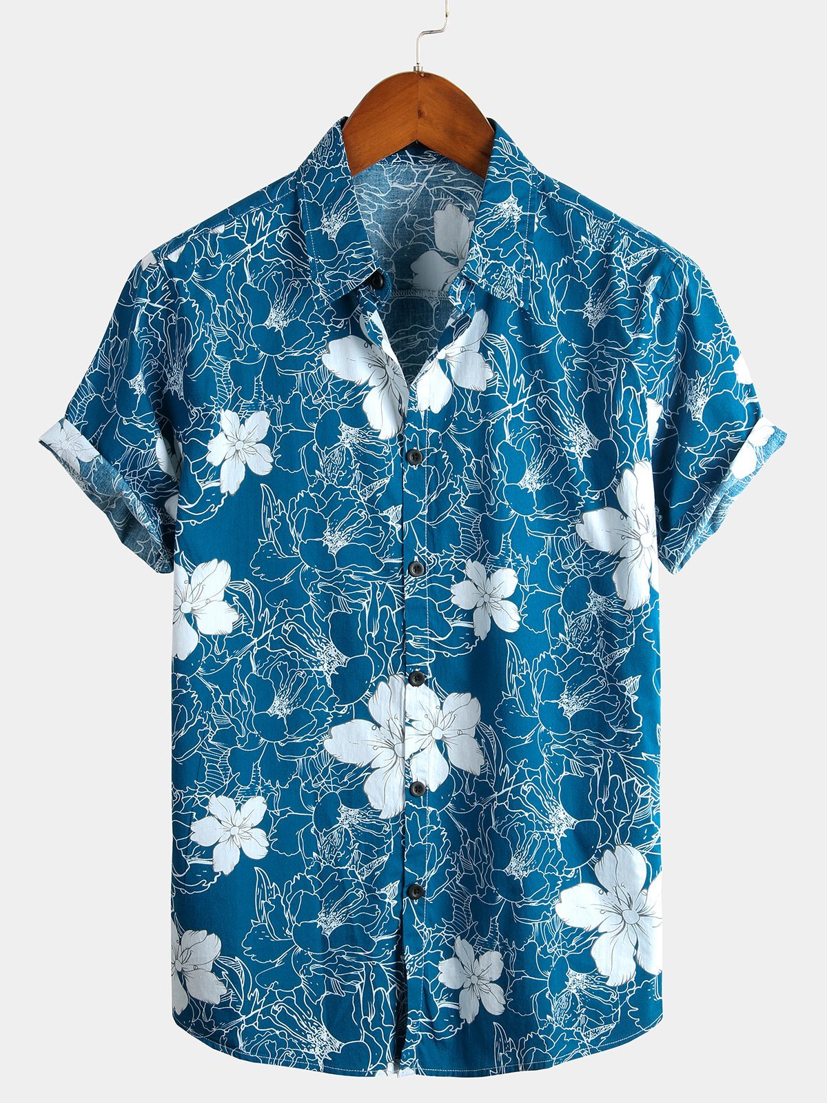 Camicia da uomo in cotone con stampa floreale per le feste