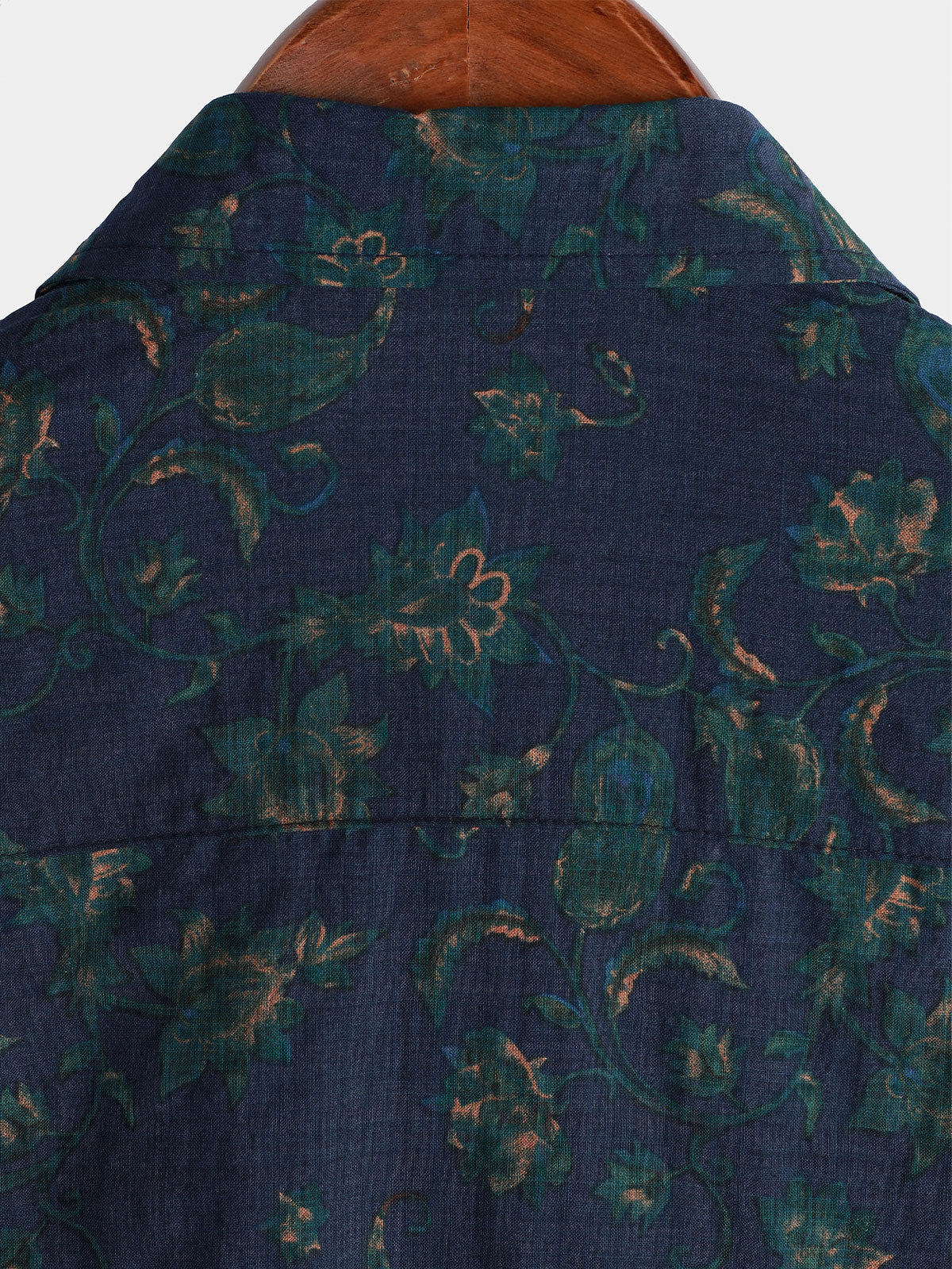 Camicia a maniche corte con stampa floreale blu da uomo