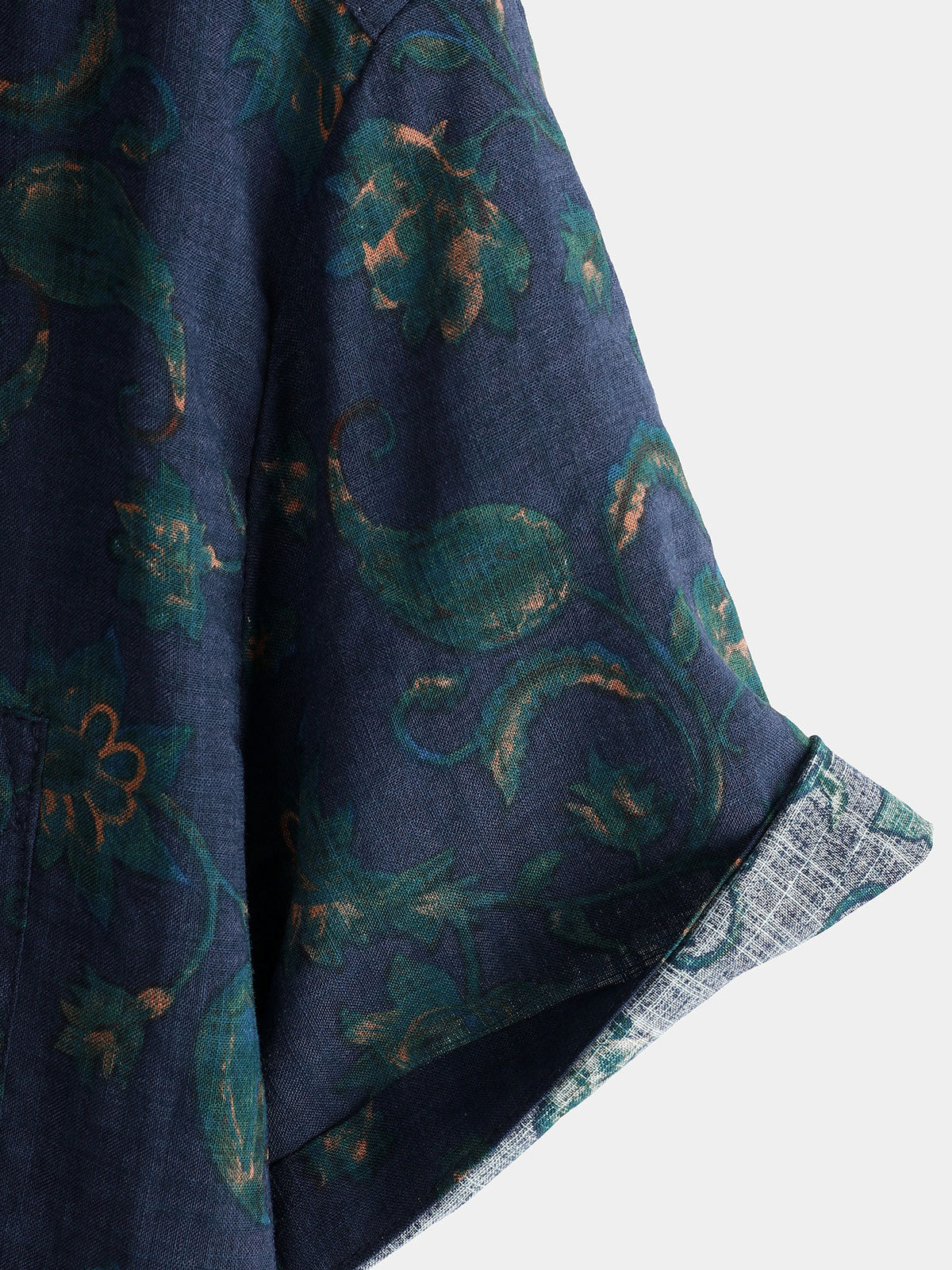Camicia a maniche corte con stampa floreale blu da uomo