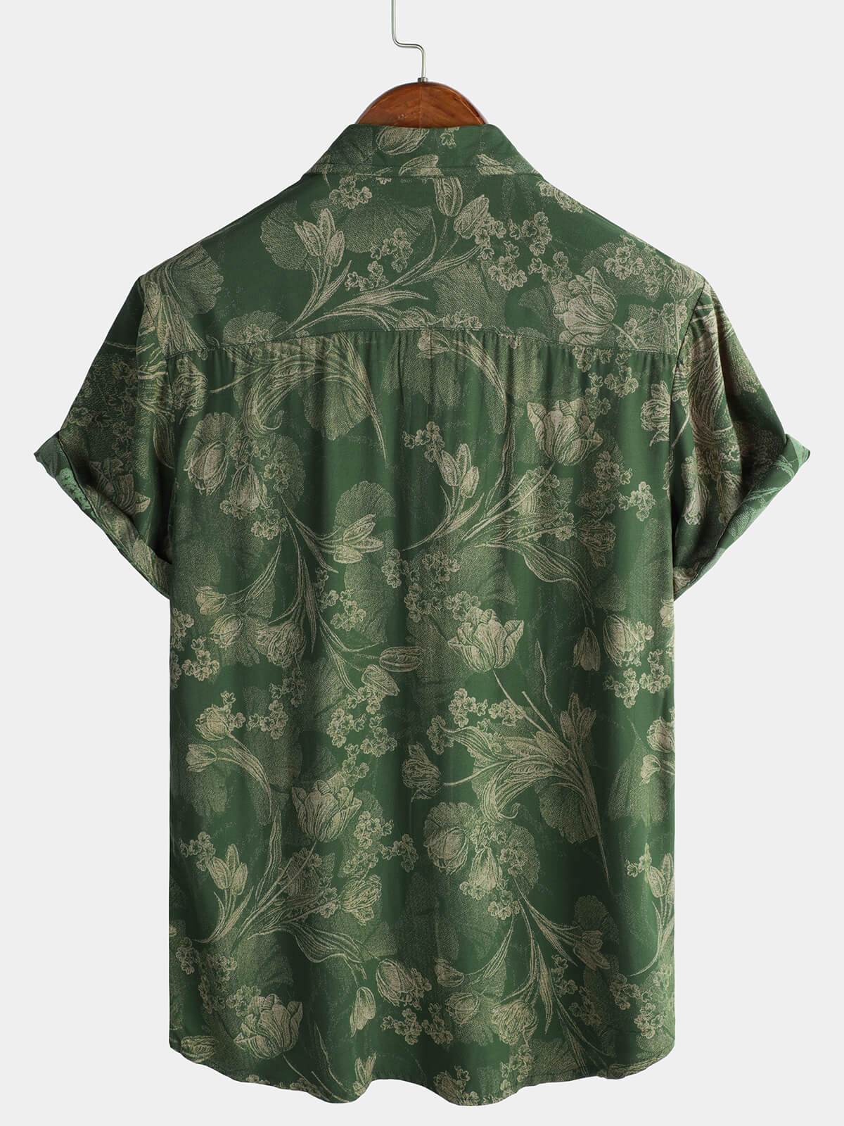 Camicia a maniche corte vintage verde da uomo