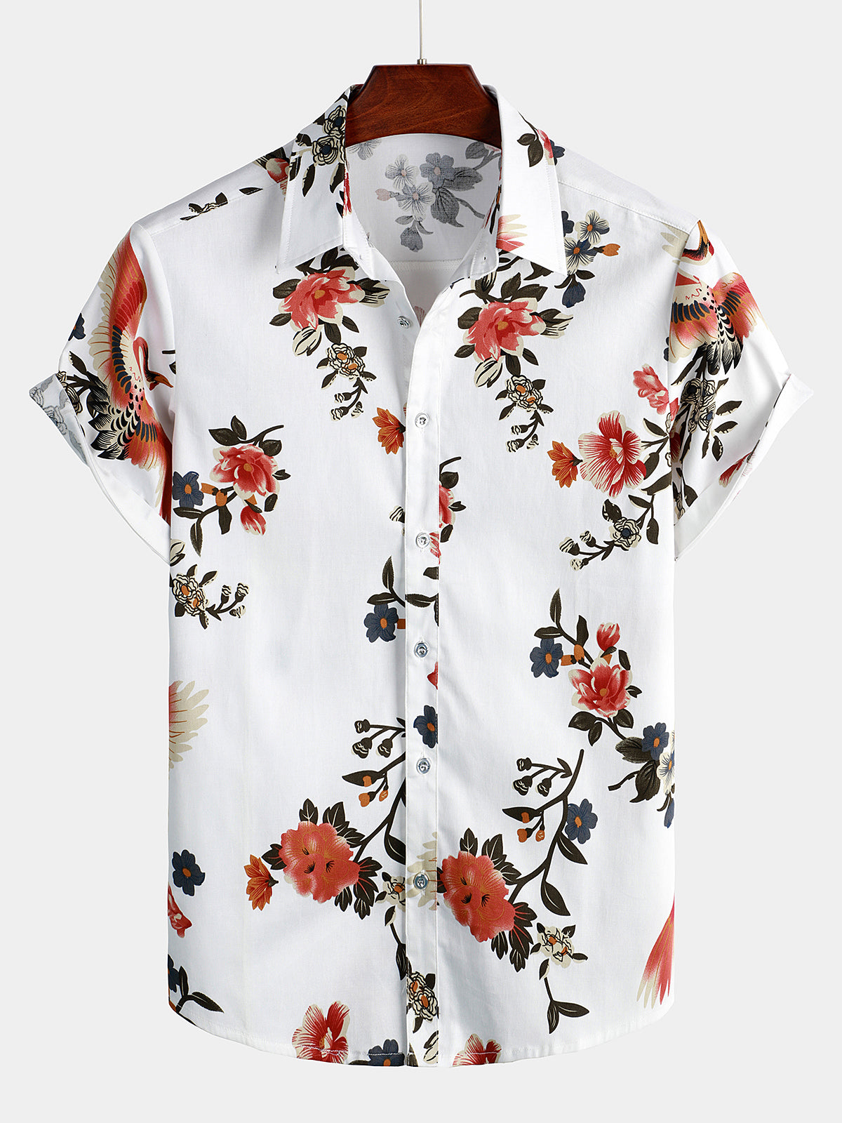 Camicia corta da uomo casual con stampa floreale