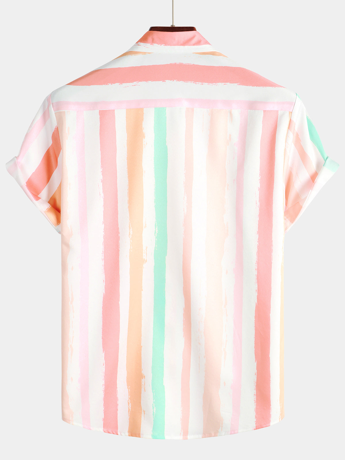 Camicia a righe verticali rosa e bianche da uomo