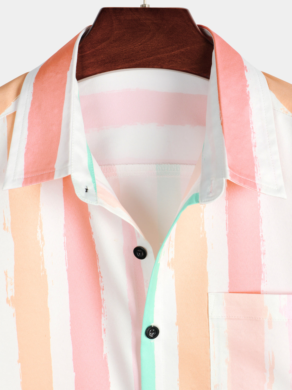 Camicia a righe verticali rosa e bianche da uomo