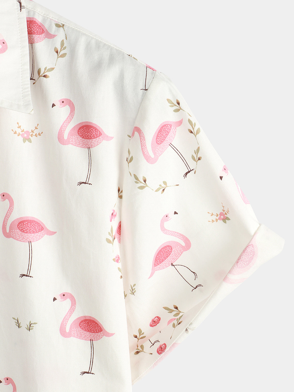 Camicia corta da uomo casual in cotone con stampa di fenicotteri