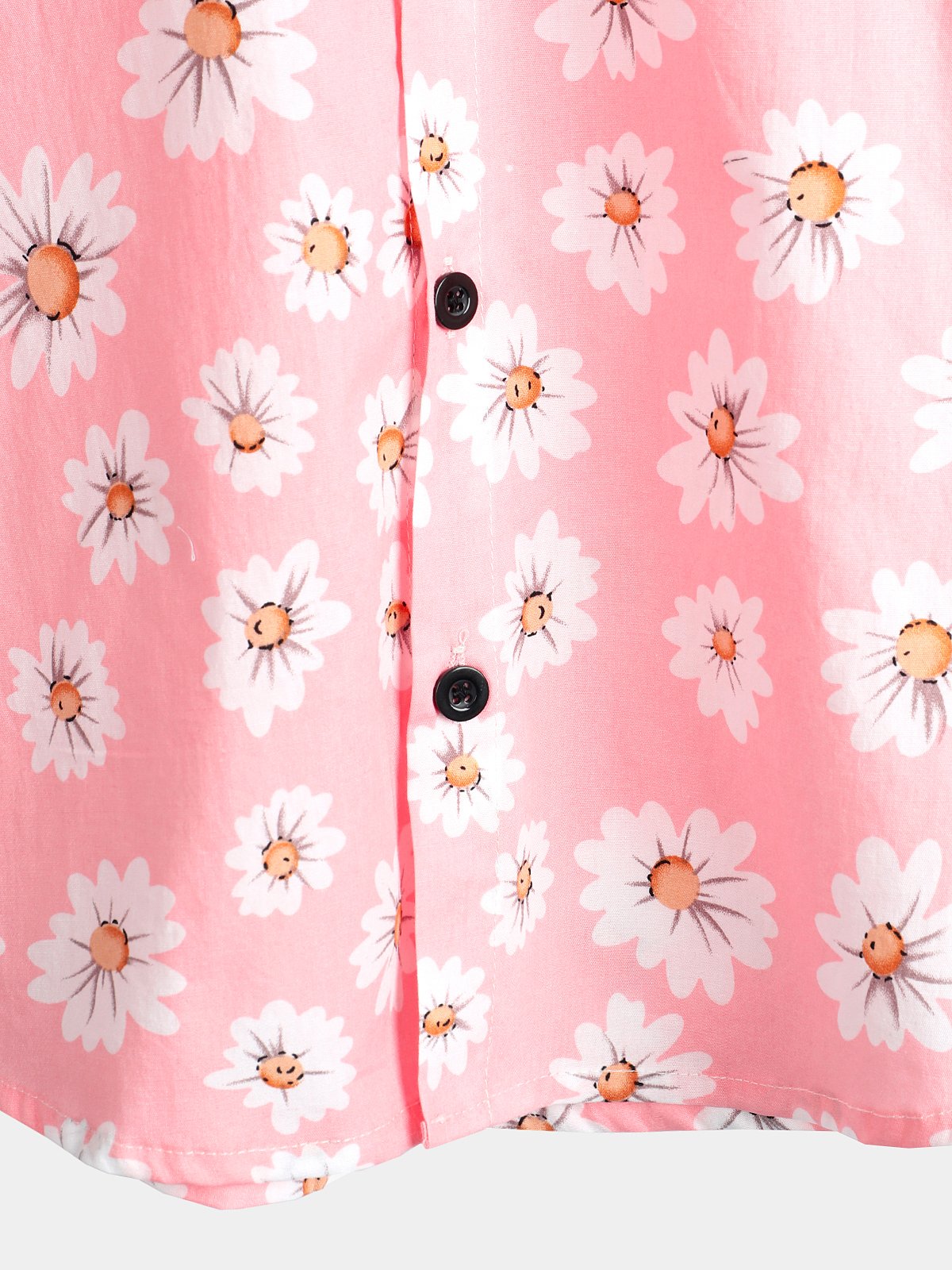 Camicia da uomo in cotone tropicale con stampa floreale rosa a margherita