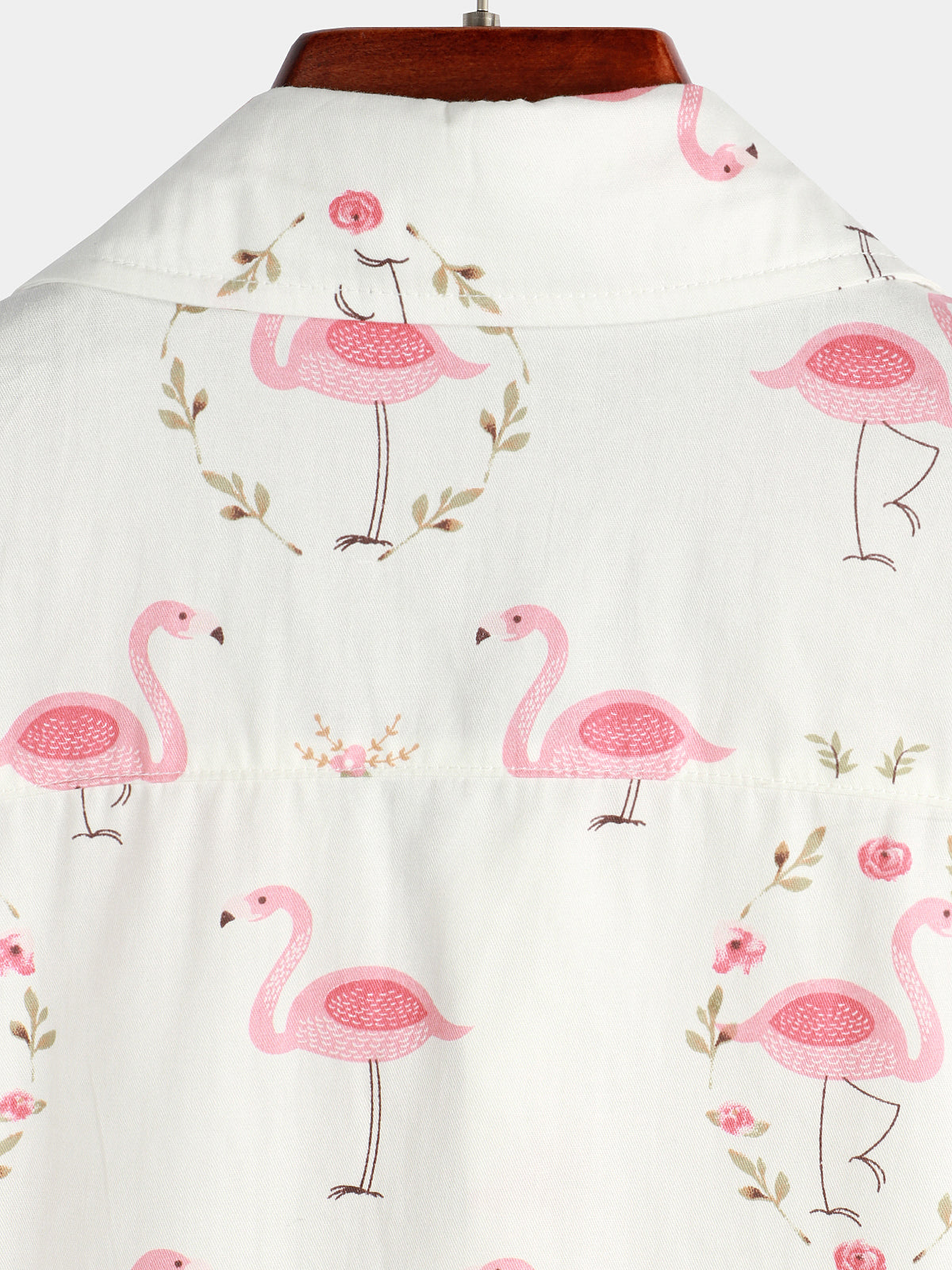 Camicia corta da uomo casual in cotone con stampa di fenicotteri