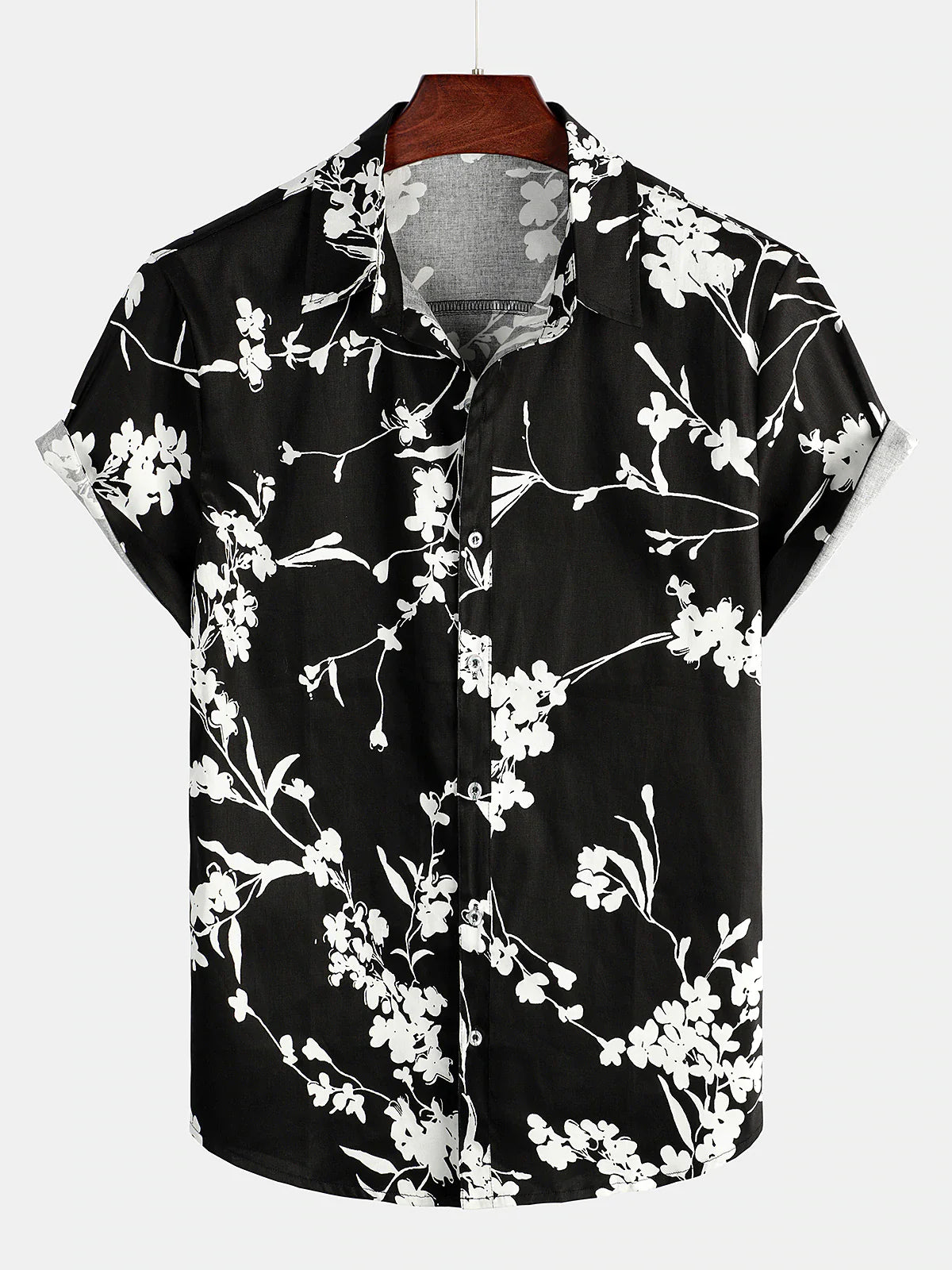 Camicia casual a maniche corte in cotone traspirante da uomo
