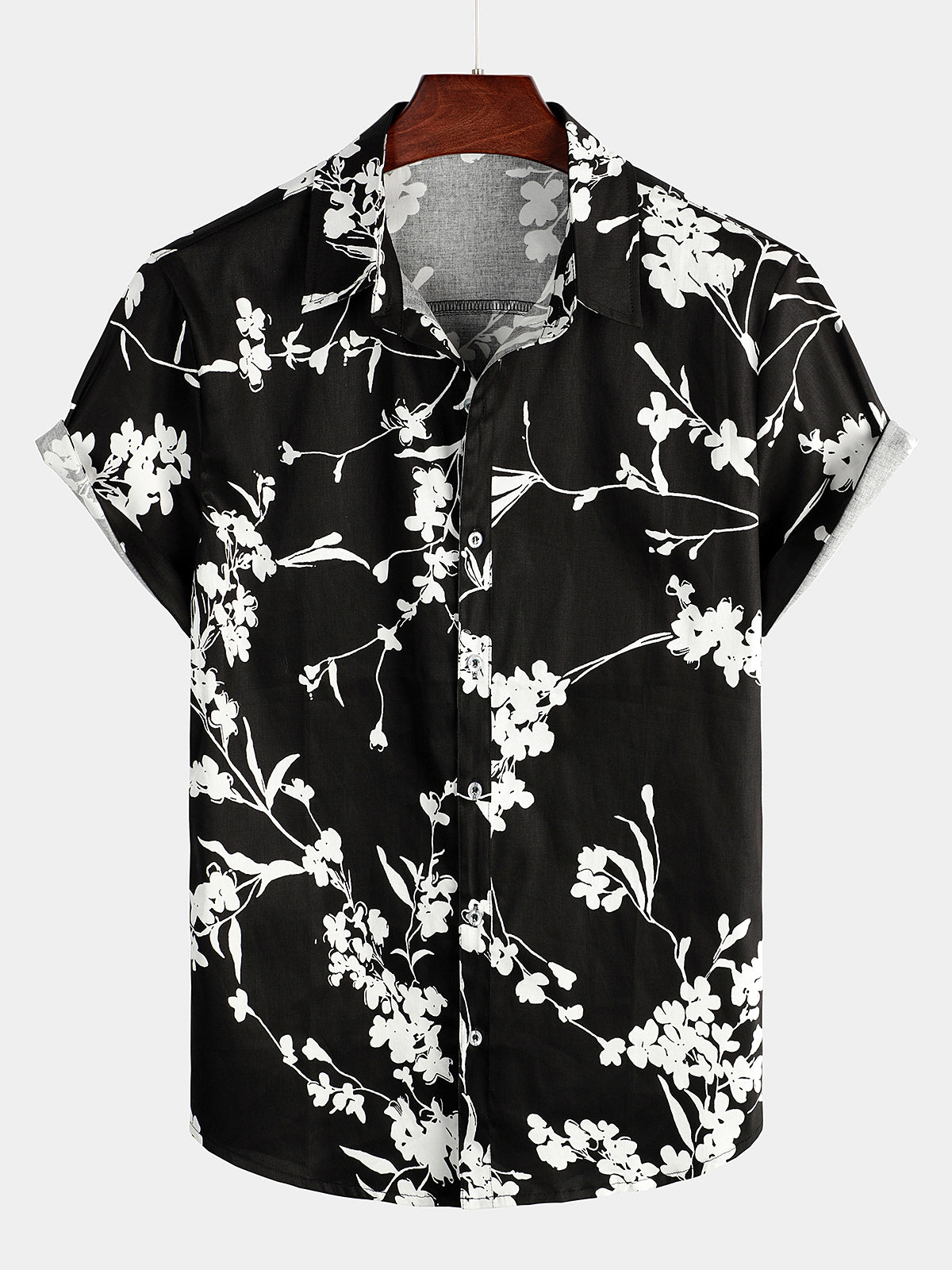 Camicia casual a maniche corte in cotone traspirante nera da uomo