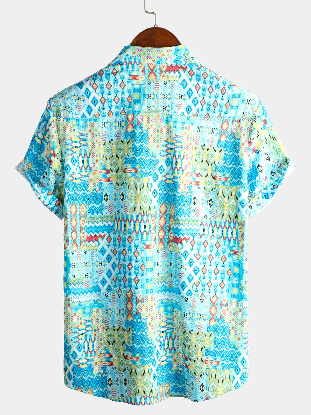 Camicia Tribale retrò in cotone a maniche corte vintage da uomo