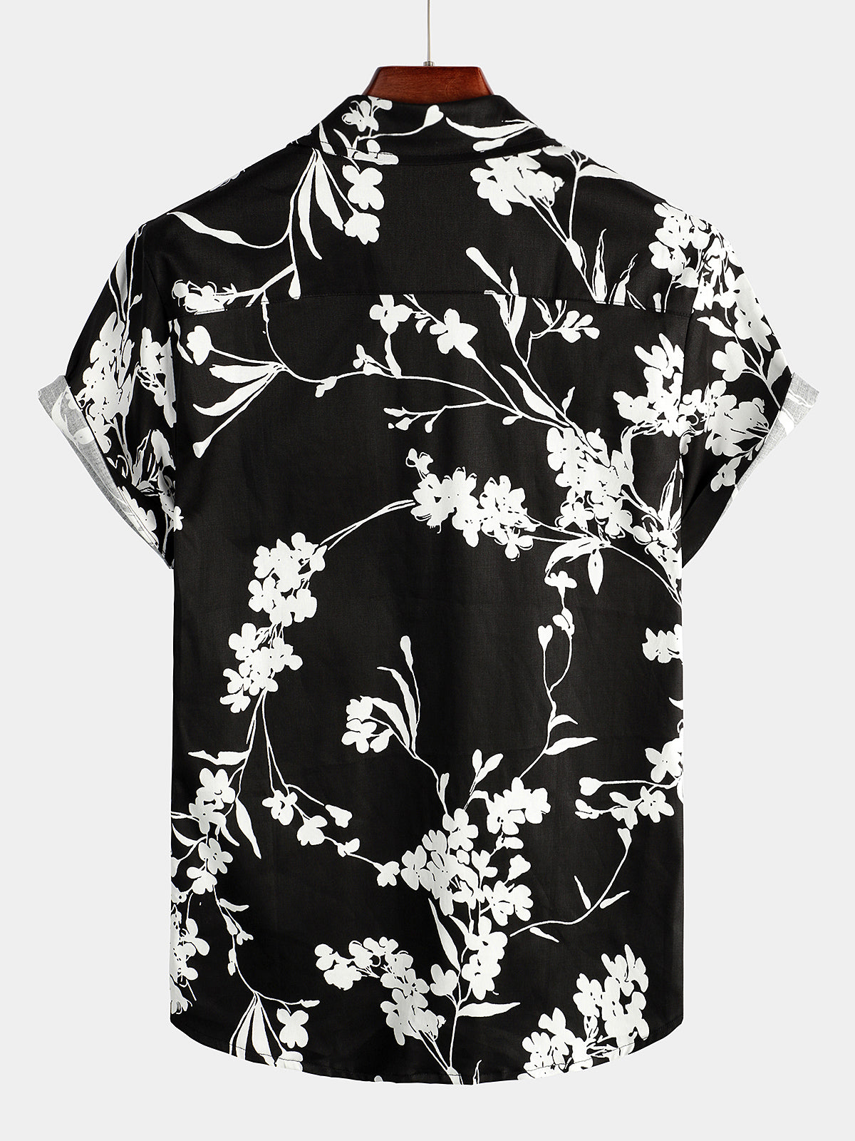 Camicia casual a maniche corte in cotone traspirante nera da uomo